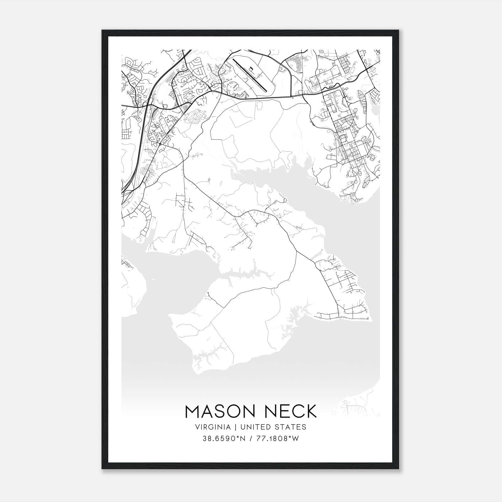 Mason Neck Virginia Map Poster, Modern Home Decor Wall Art Print Mason Neck Virginia Map Poster, Modern Home Decor Wall Art Print