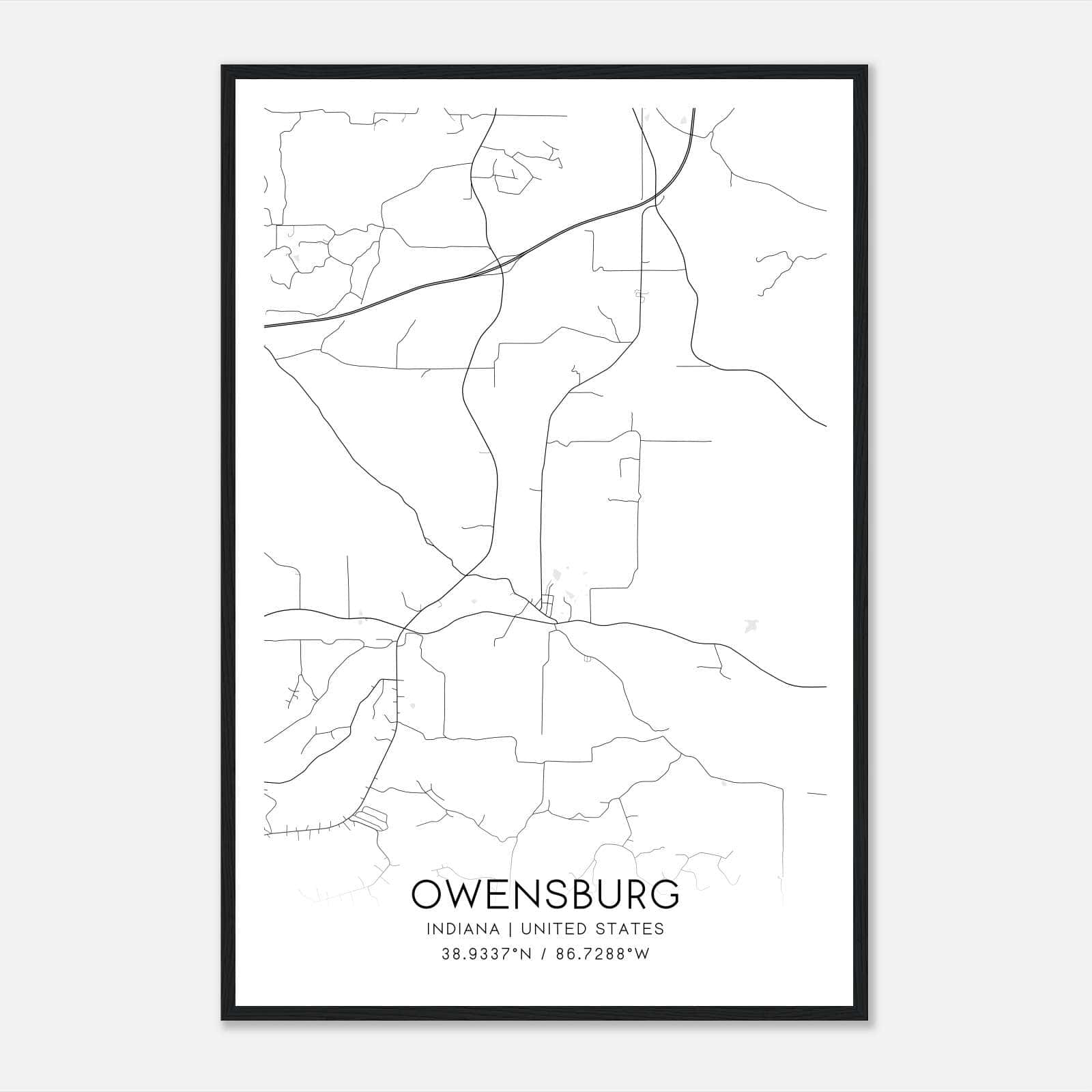 Owensburg Indiana Map Poster, Modern Home Decor Wall Art Print Owensburg Indiana Map Poster, Modern Home Decor Wall Art Print