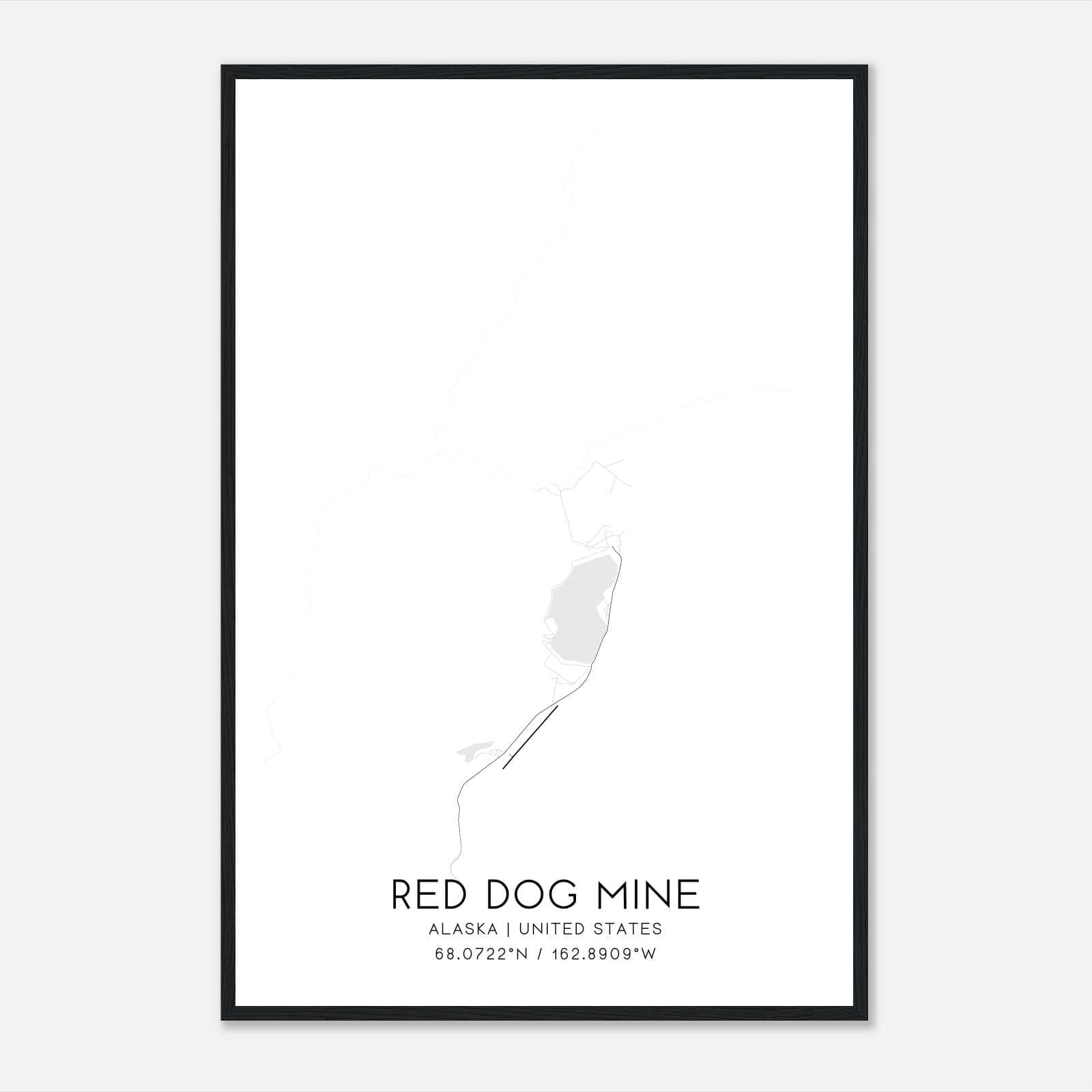 Red Dog Mine Alaska Map Poster, Modern Home Decor Wall Art Print Red Dog Mine Alaska Map Poster, Modern Home Decor Wall Art Print