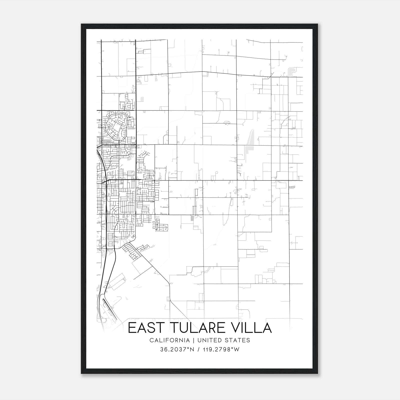 East Tulare Villa California Map Poster, Modern Home Decor Wall Art Print East Tulare Villa California Map Poster, Modern Home Decor Wall Art Print