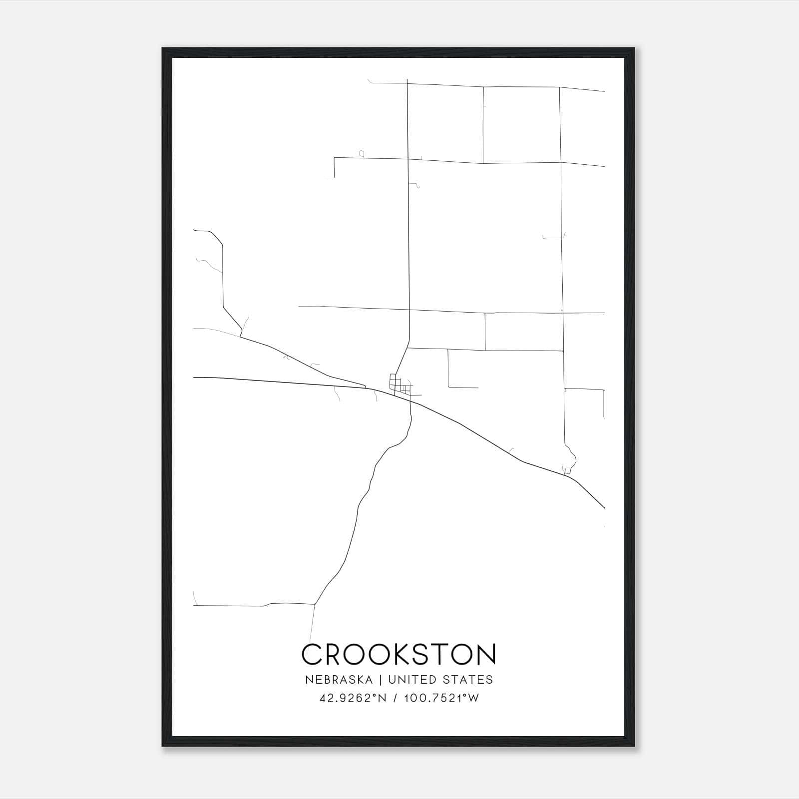 Crookston Nebraska Map Poster, Modern Home Decor Wall Art Print Crookston Nebraska Map Poster, Modern Home Decor Wall Art Print