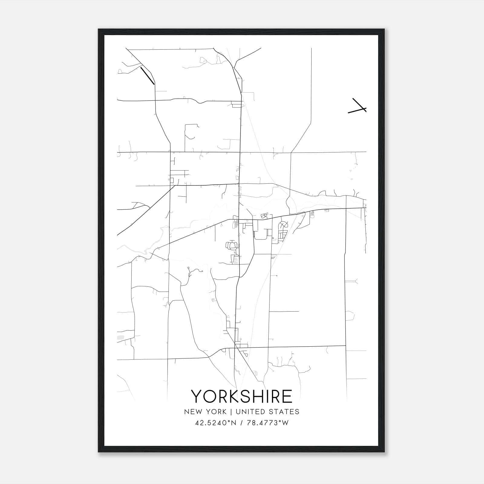 Yorkshire New York Map Poster, Modern Home Decor Wall Art Print Yorkshire New York Map Poster, Modern Home Decor Wall Art Print