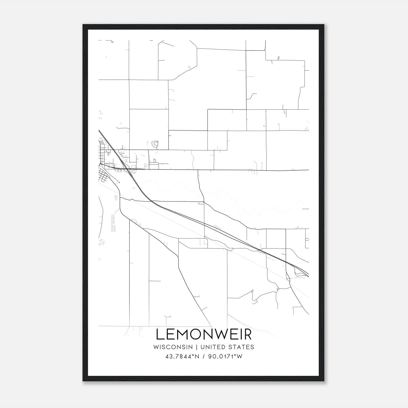 Lemonweir Wisconsin Map Poster, Modern Home Decor Wall Art Print Lemonweir Wisconsin Map Poster, Modern Home Decor Wall Art Print