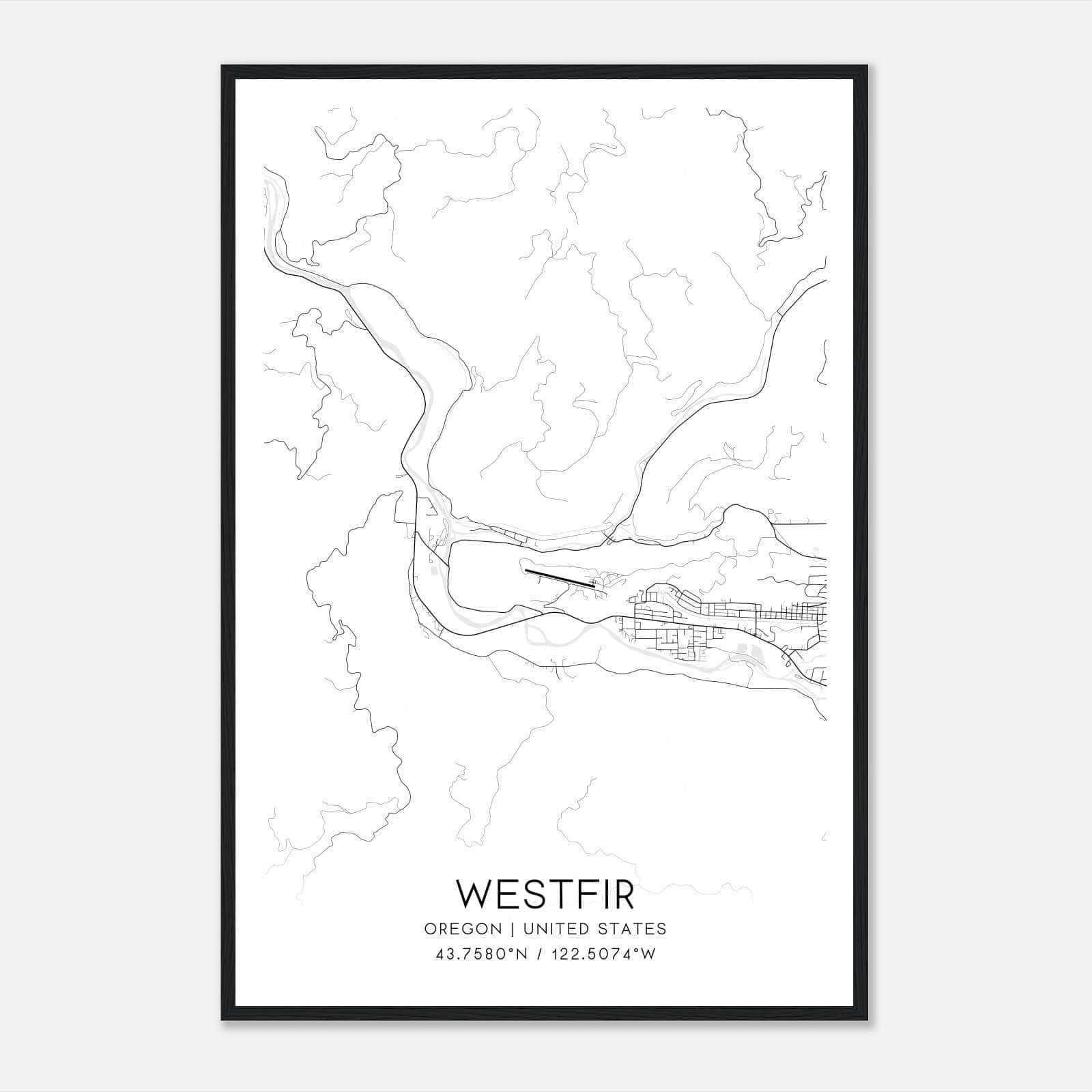Westfir Oregon Map Poster, Modern Home Decor Wall Art Print Westfir Oregon Map Poster, Modern Home Decor Wall Art Print
