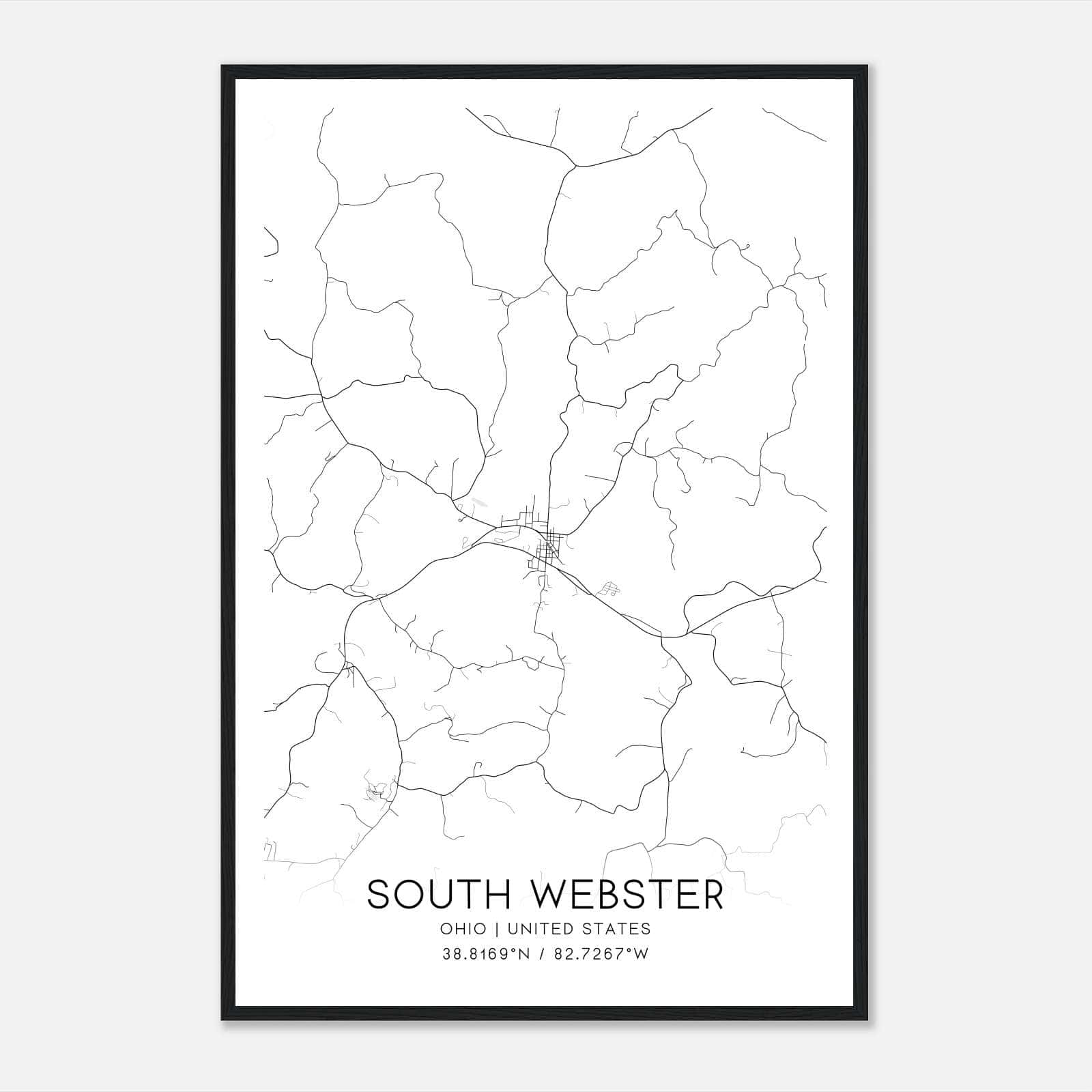 South Webster Ohio Map Poster, Modern Home Decor Wall Art Print South Webster Ohio Map Poster, Modern Home Decor Wall Art Print