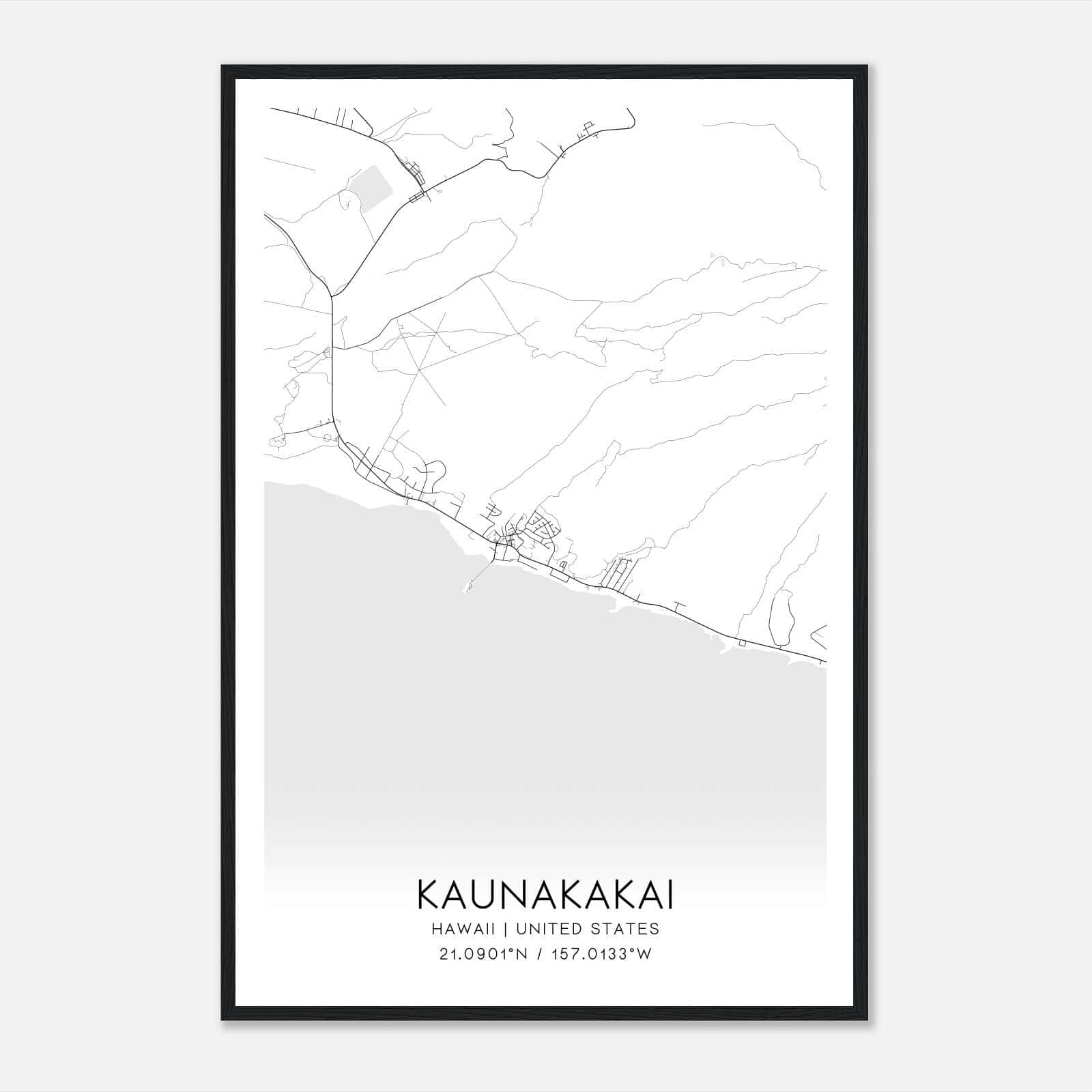 Kaunakakai Hawaii Map Poster, Modern Home Decor Wall Art Print Kaunakakai Hawaii Map Poster, Modern Home Decor Wall Art Print
