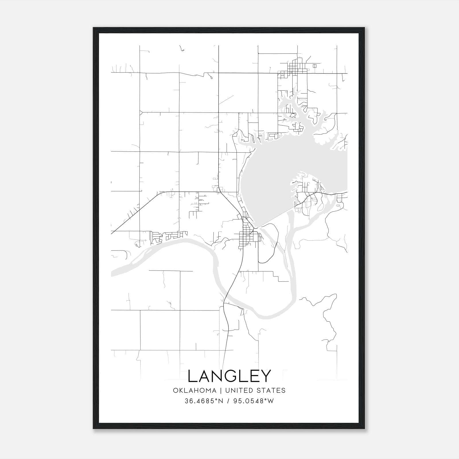 Langley Oklahoma Map Poster, Modern Home Decor Wall Art Print Langley Oklahoma Map Poster, Modern Home Decor Wall Art Print