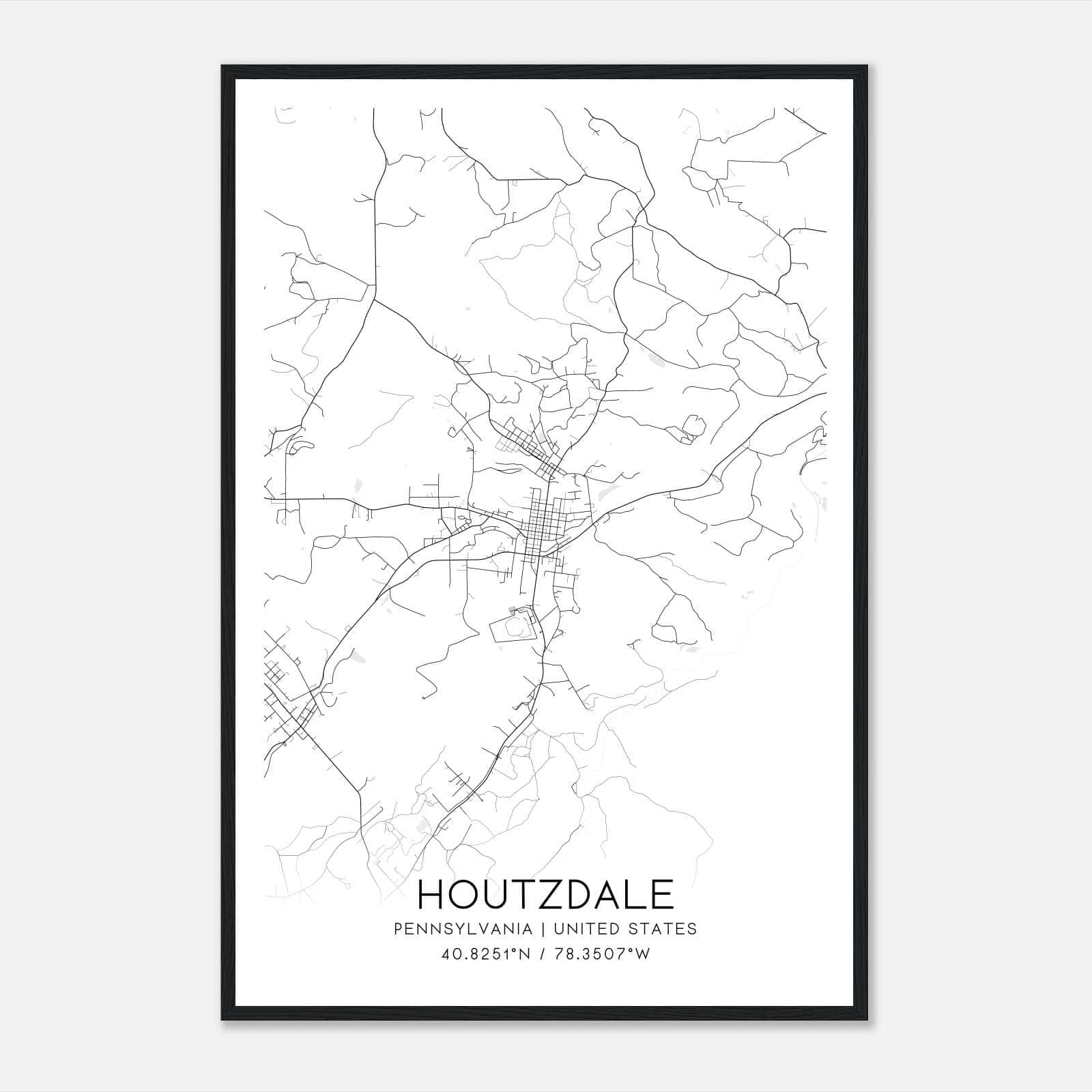 Houtzdale Pennsylvania Map Poster, Modern Home Decor Wall Art Print Houtzdale Pennsylvania Map Poster, Modern Home Decor Wall Art Print