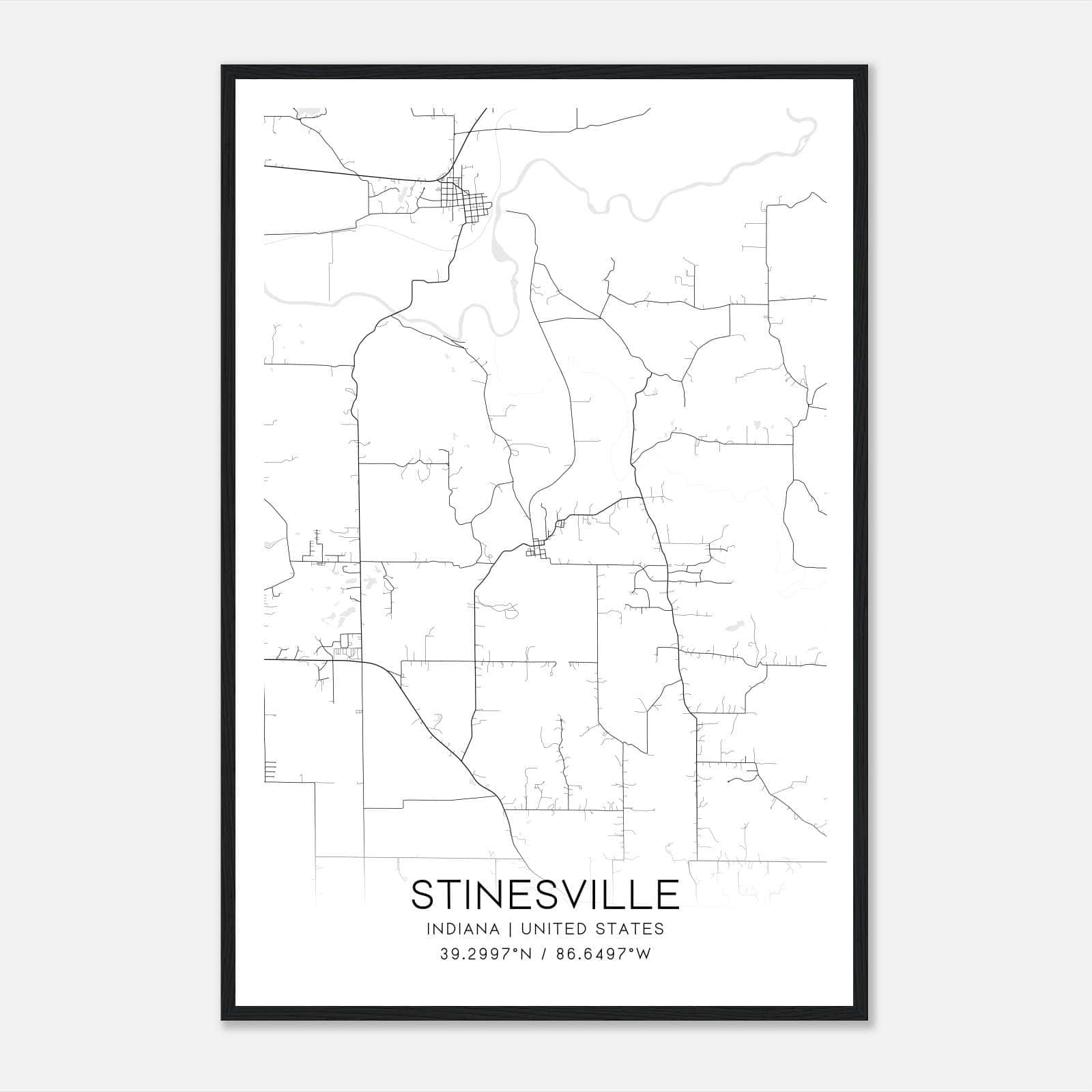 Stinesville Indiana Map Poster, Modern Home Decor Wall Art Print Stinesville Indiana Map Poster, Modern Home Decor Wall Art Print