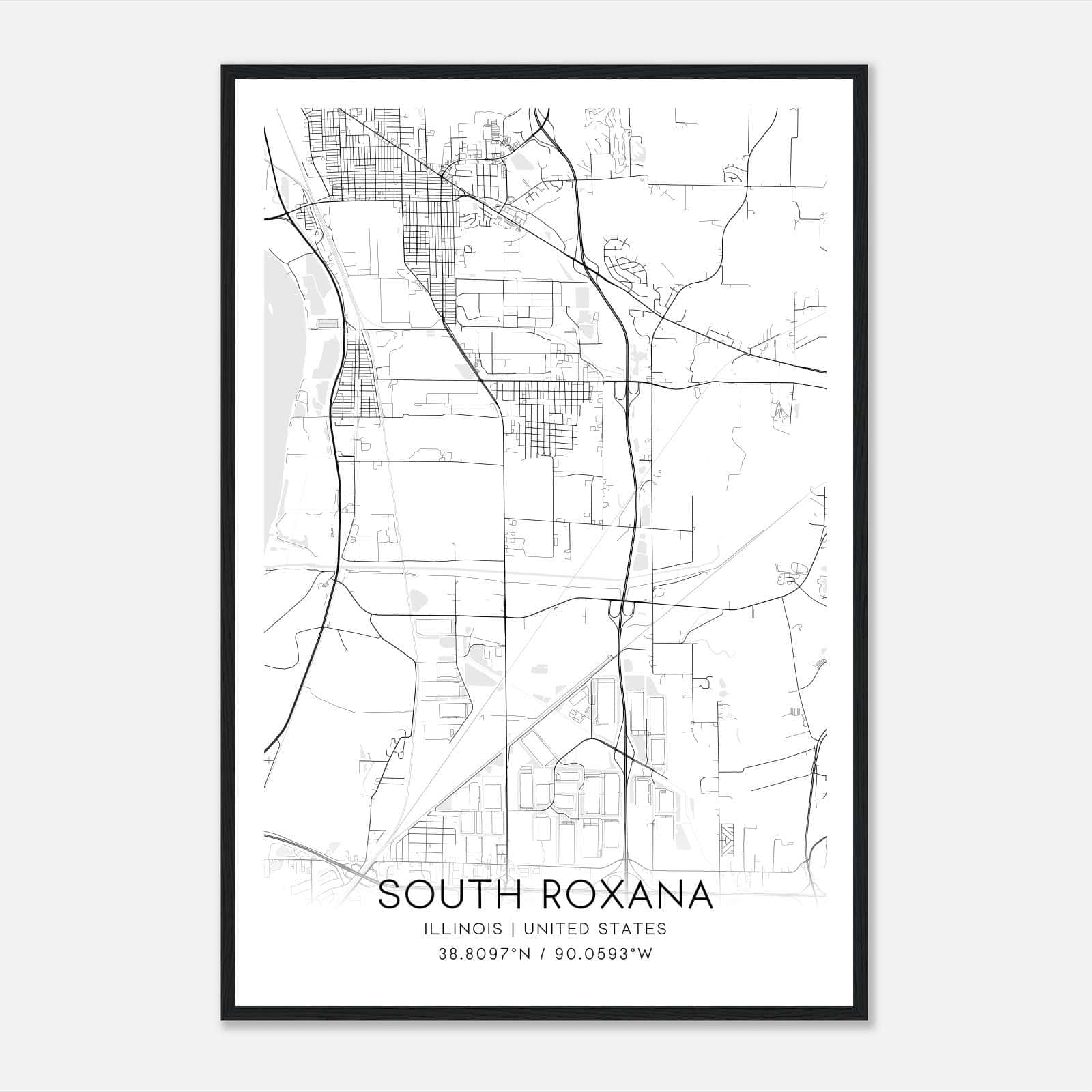 South Roxana Illinois Map Poster, Modern Home Decor Wall Art Print South Roxana Illinois Map Poster, Modern Home Decor Wall Art Print