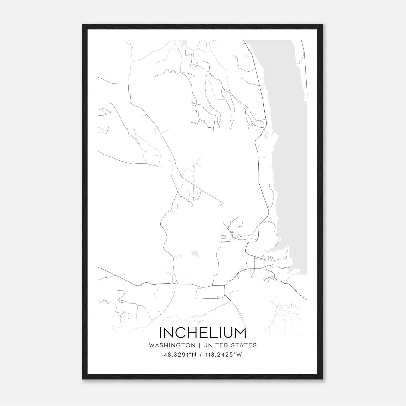 Inchelium Washington Map Poster, Modern Home Decor Wall Art Print Inchelium Washington Map Poster, Modern Home Decor Wall Art Print