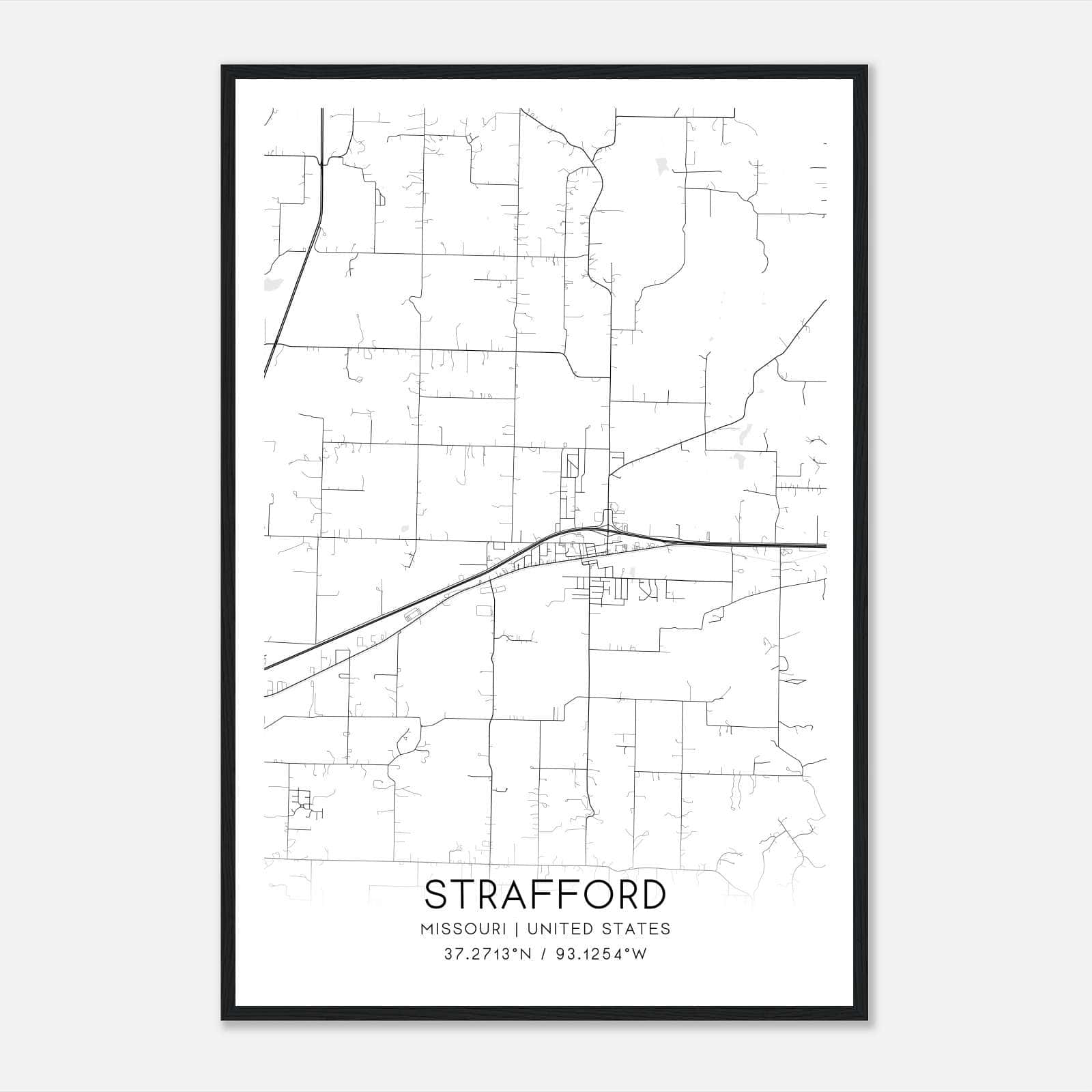 Strafford Missouri Map Poster, Modern Home Decor Wall Art Print Strafford Missouri Map Poster, Modern Home Decor Wall Art Print