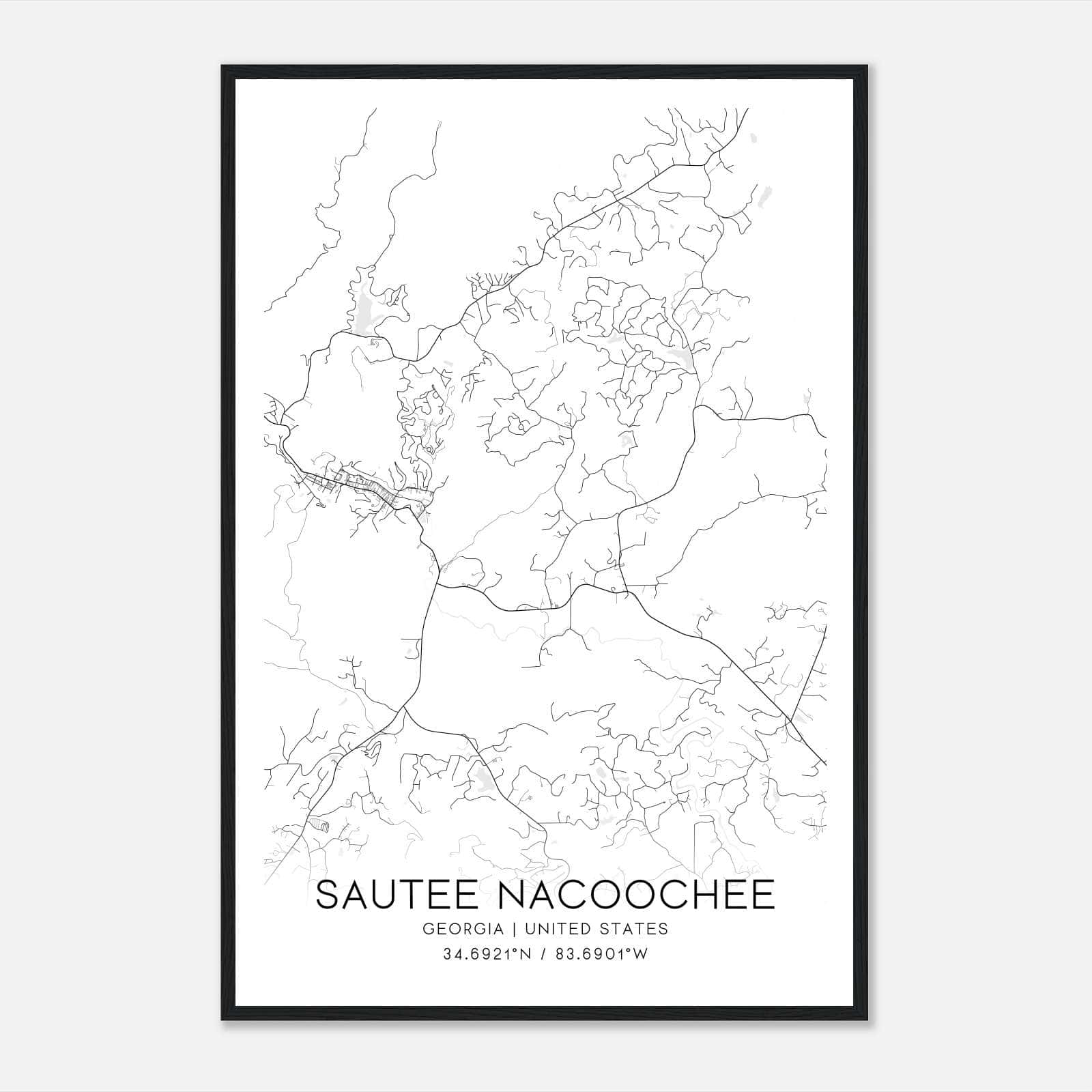 Sautee Nacoochee Georgia Map Poster, Modern Home Decor Wall Art Print Sautee Nacoochee Georgia Map Poster, Modern Home Decor Wall Art Print