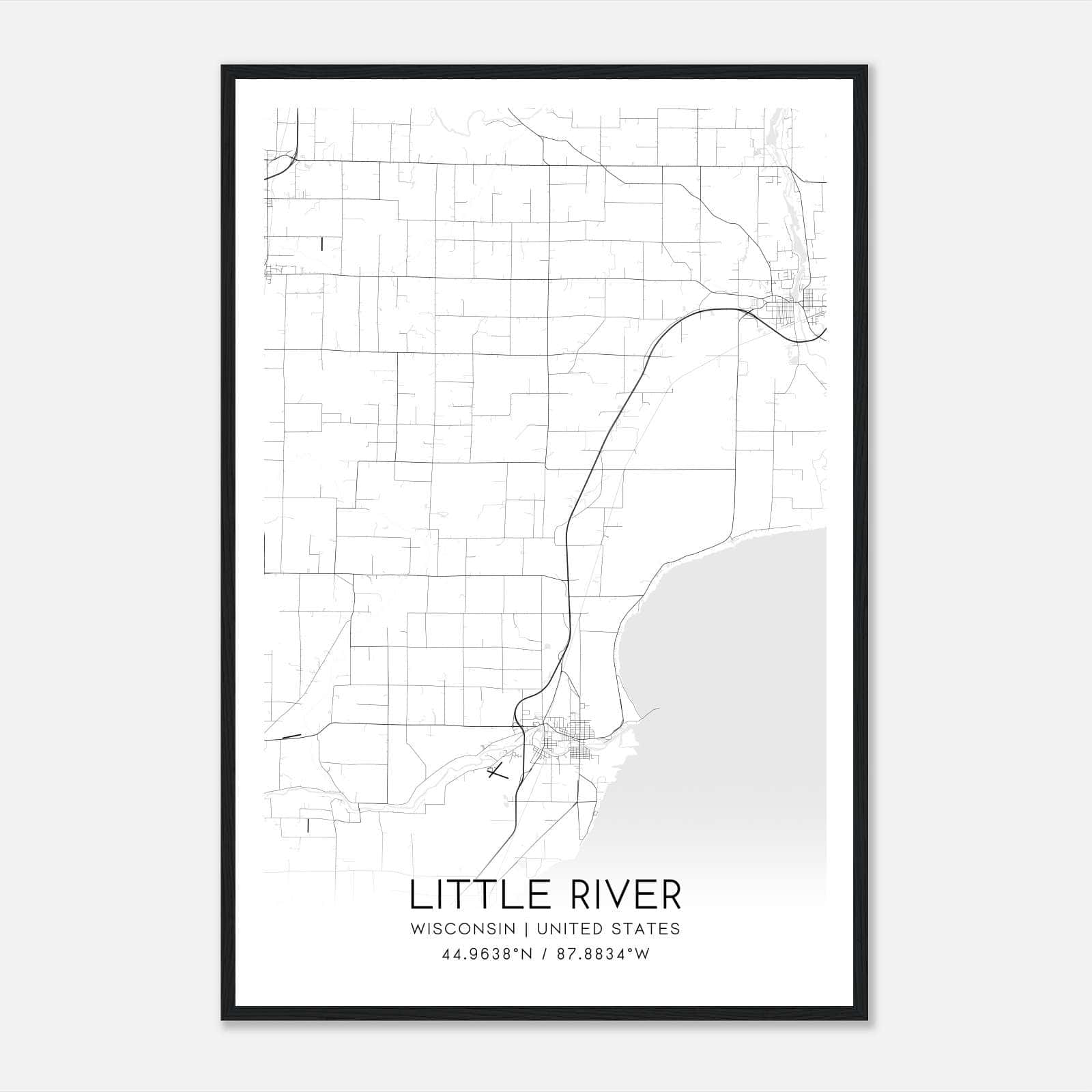 Little River Wisconsin Map Poster, Modern Home Decor Wall Art Print Little River Wisconsin Map Poster, Modern Home Decor Wall Art Print