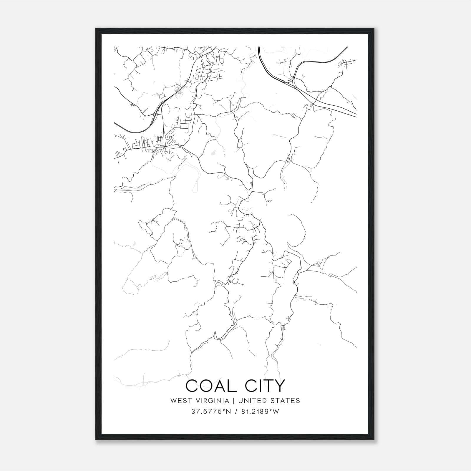 Coal City West Virginia Map Poster, Modern Home Decor Wall Art Print Coal City West Virginia Map Poster, Modern Home Decor Wall Art Print