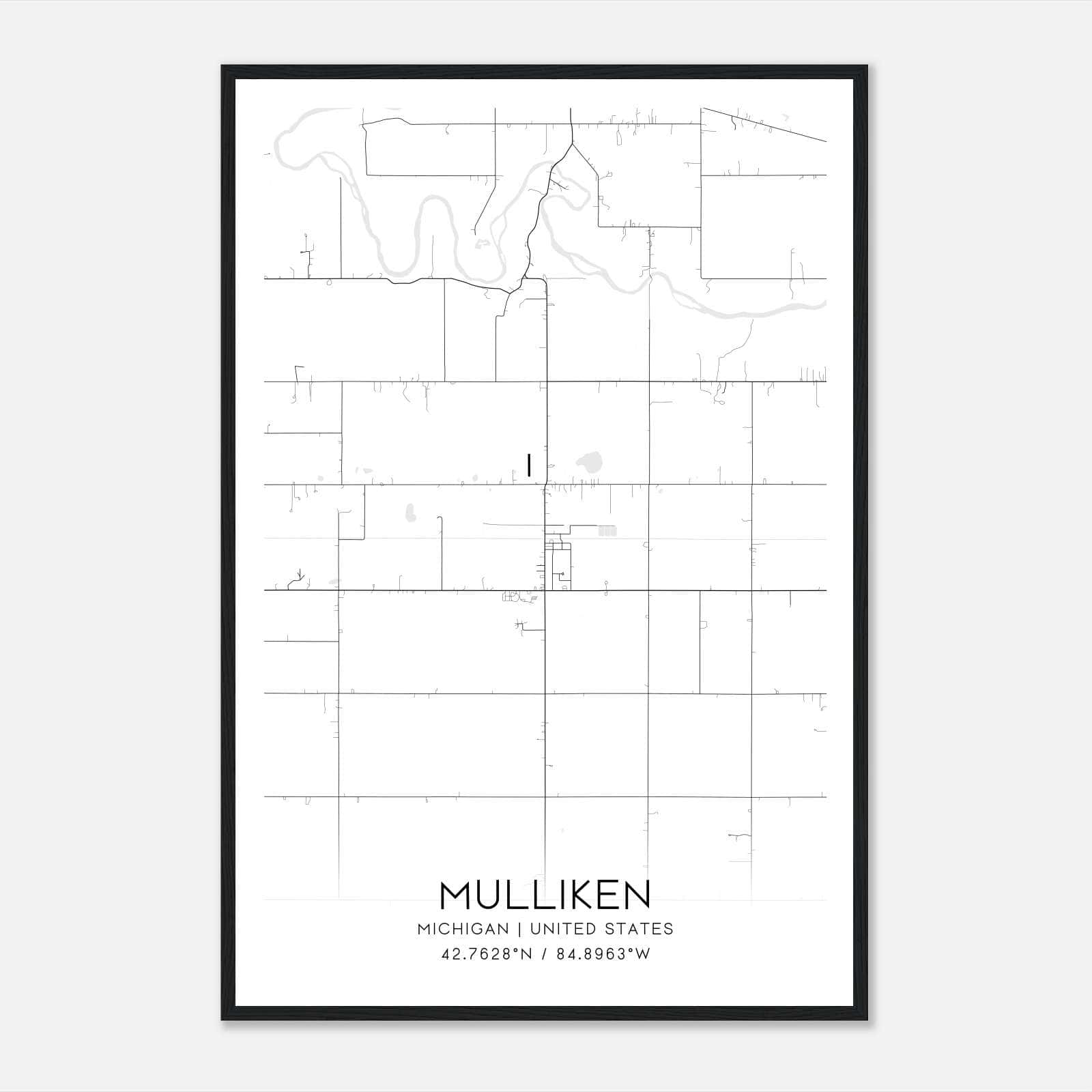Mulliken Michigan Map Poster, Modern Home Decor Wall Art Print Mulliken Michigan Map Poster, Modern Home Decor Wall Art Print
