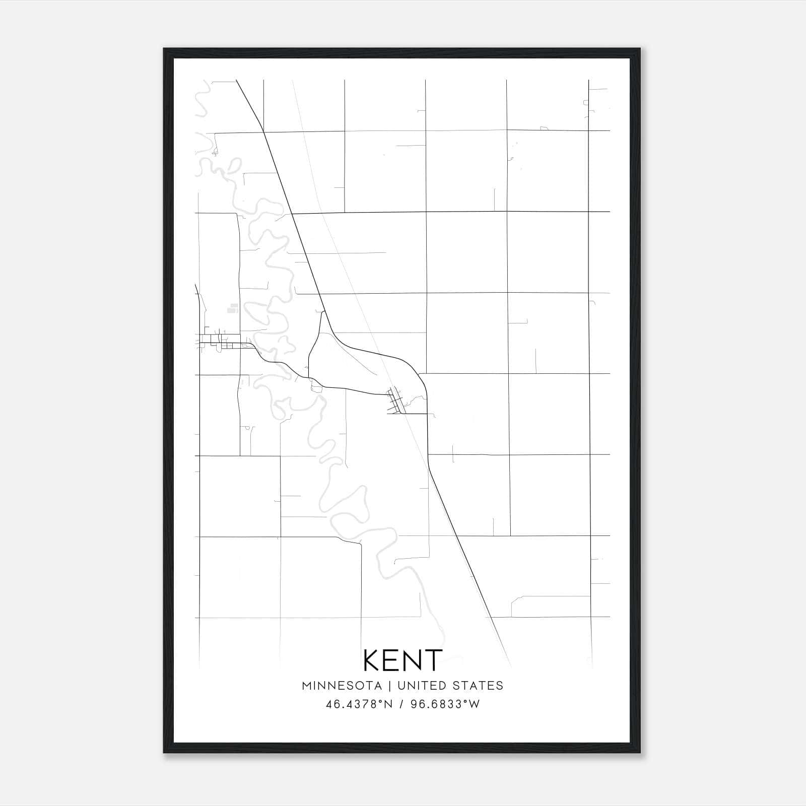 Kent Minnesota Map Poster, Modern Home Decor Wall Art Print Kent Minnesota Map Poster, Modern Home Decor Wall Art Print
