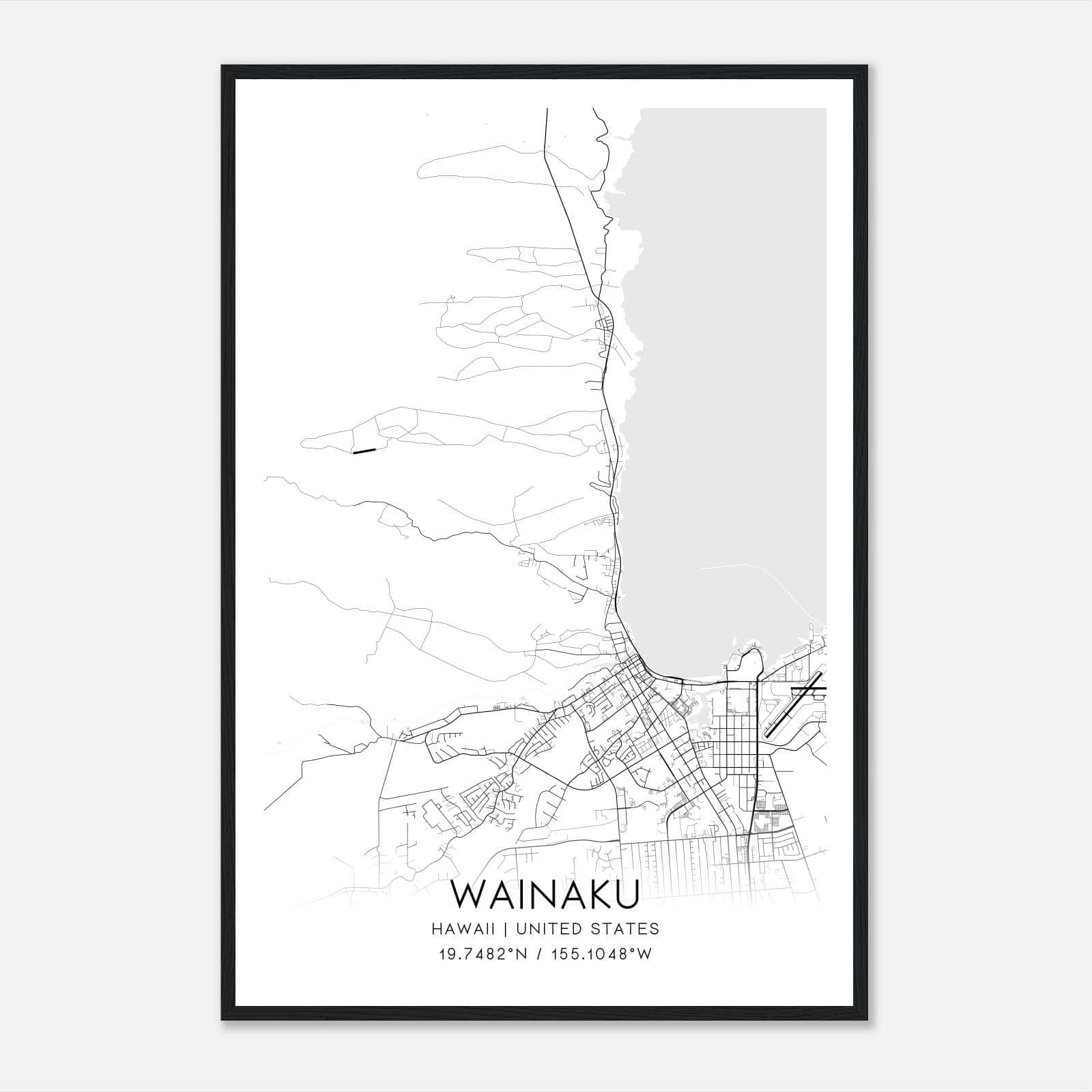 Wainaku Hawaii Map Poster, Modern Home Decor Wall Art Print Wainaku Hawaii Map Poster, Modern Home Decor Wall Art Print