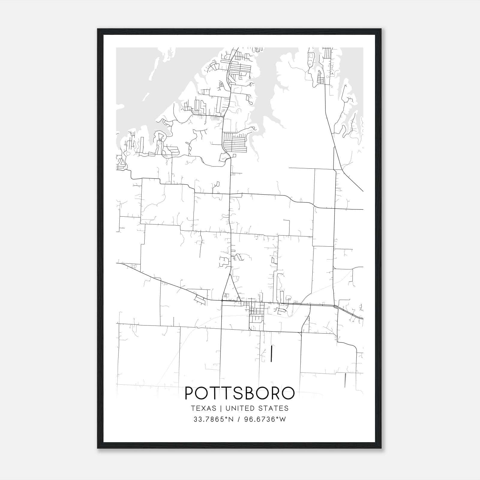Pottsboro Texas Map Poster, Modern Home Decor Wall Art Print Pottsboro Texas Map Poster, Modern Home Decor Wall Art Print