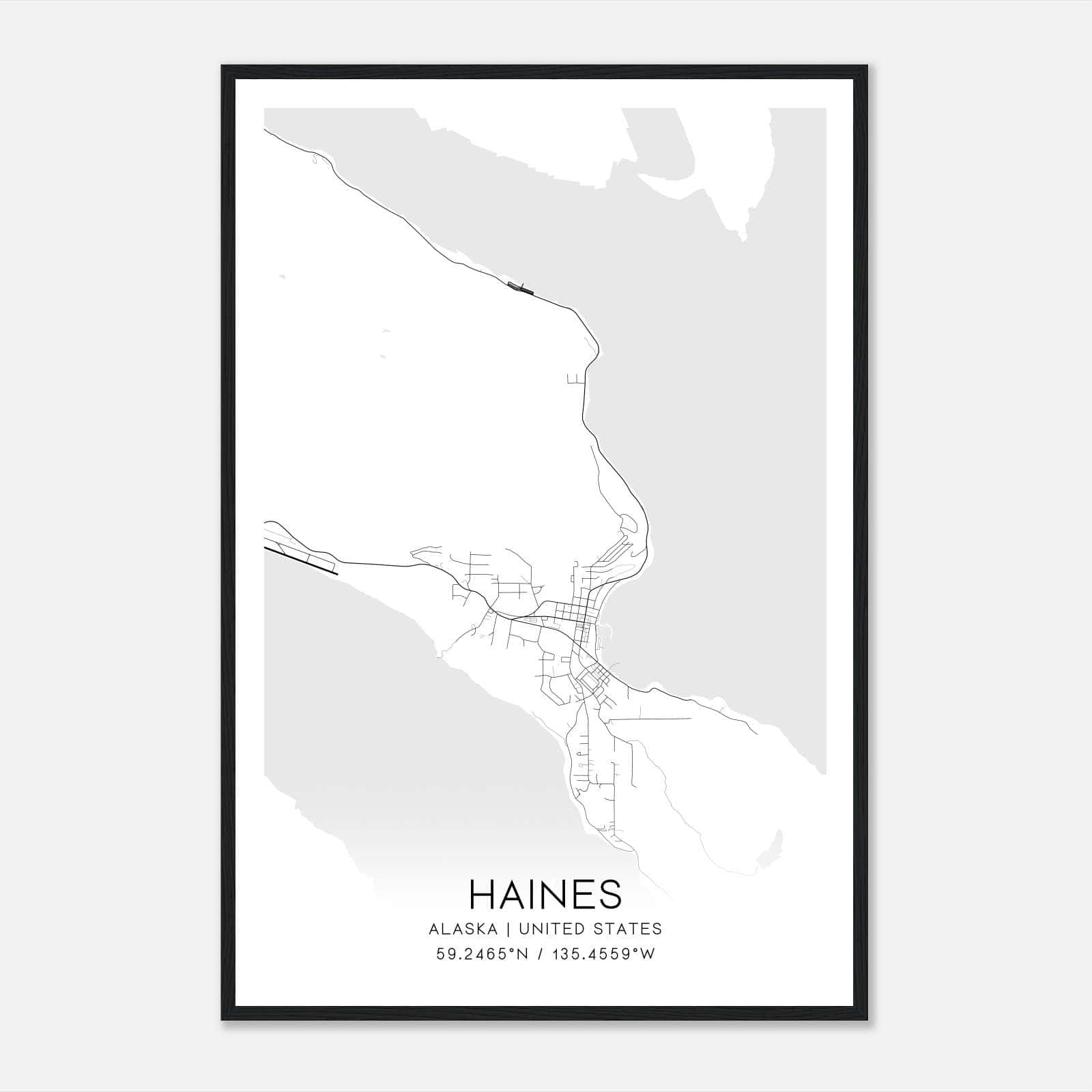 Haines Alaska Map Poster, Modern Home Decor Wall Art Print Haines Alaska Map Poster, Modern Home Decor Wall Art Print