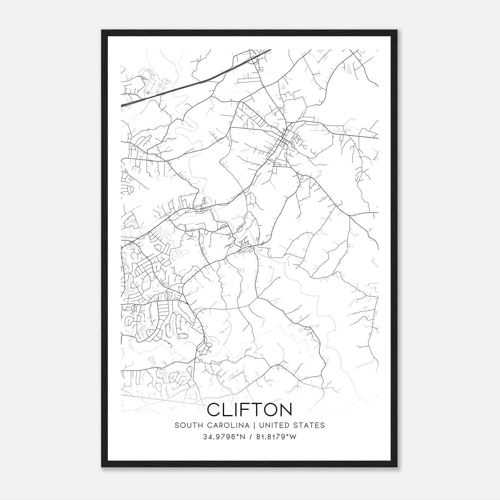Clifton South Carolina Map Poster, Modern Home Decor Wall Art Print Clifton South Carolina Map Poster, Modern Home Decor Wall Art Print