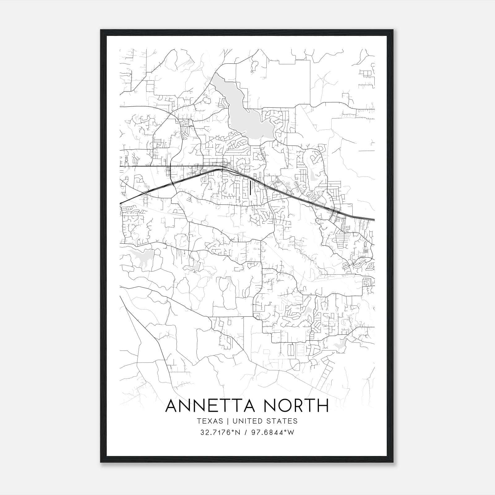 Annetta North Texas Map Poster, Modern Home Decor Wall Art Print Annetta North Texas Map Poster, Modern Home Decor Wall Art Print