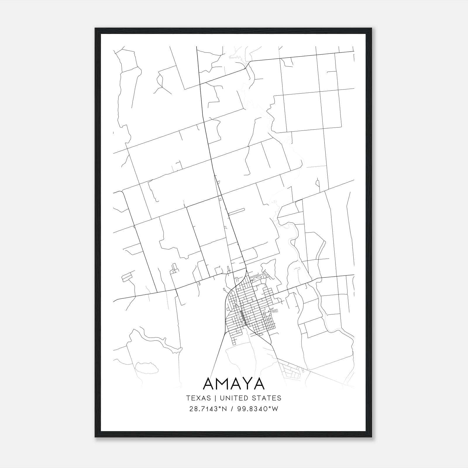 Amaya Texas Map Poster, Modern Home Decor Wall Art Print Amaya Texas Map Poster, Modern Home Decor Wall Art Print