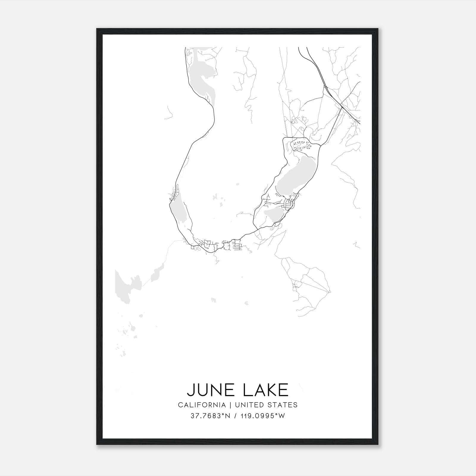 June Lake California Map Poster, Modern Home Decor Wall Art Print June Lake California Map Poster, Modern Home Decor Wall Art Print