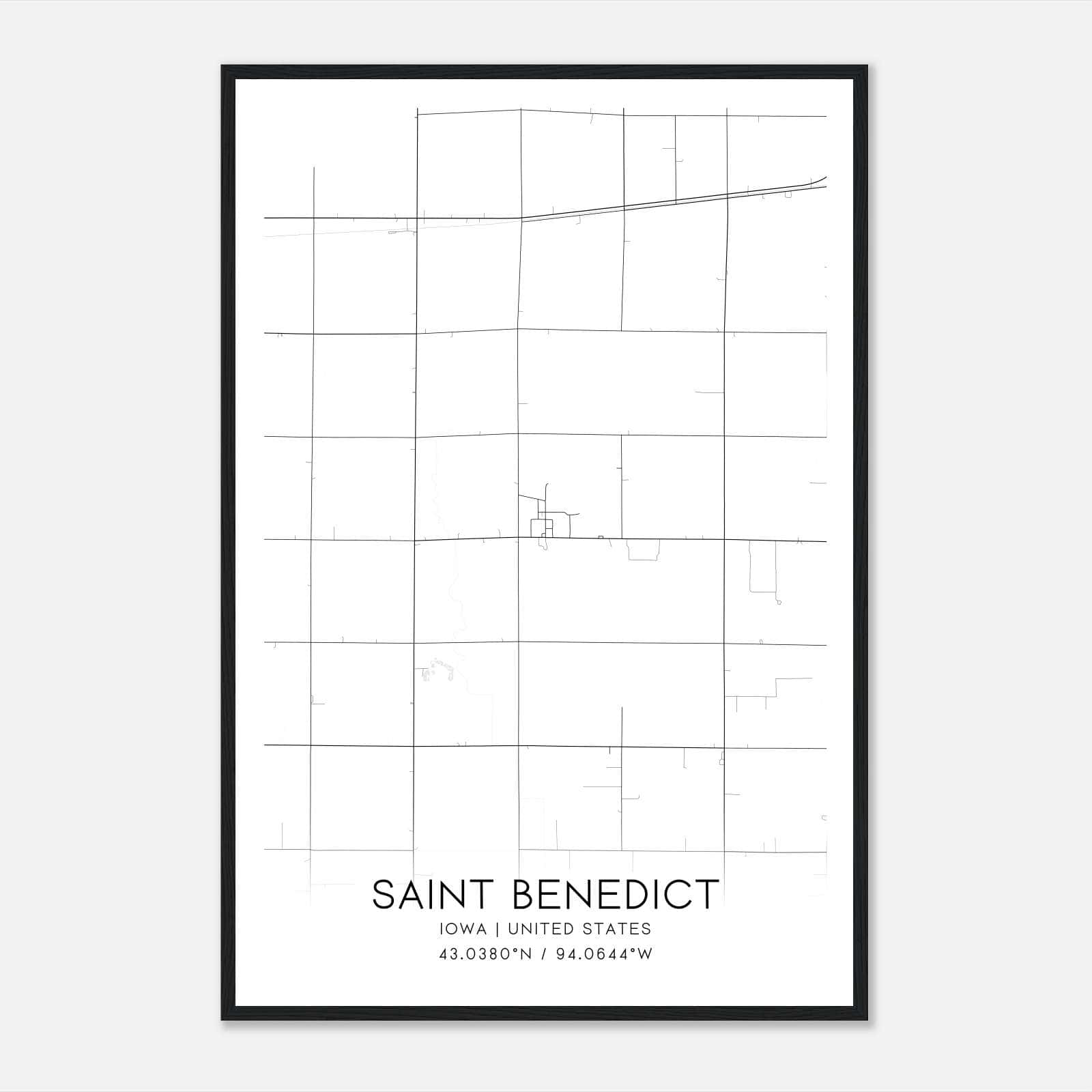 Saint Benedict Iowa Map Poster, Modern Home Decor Wall Art Print Saint Benedict Iowa Map Poster, Modern Home Decor Wall Art Print