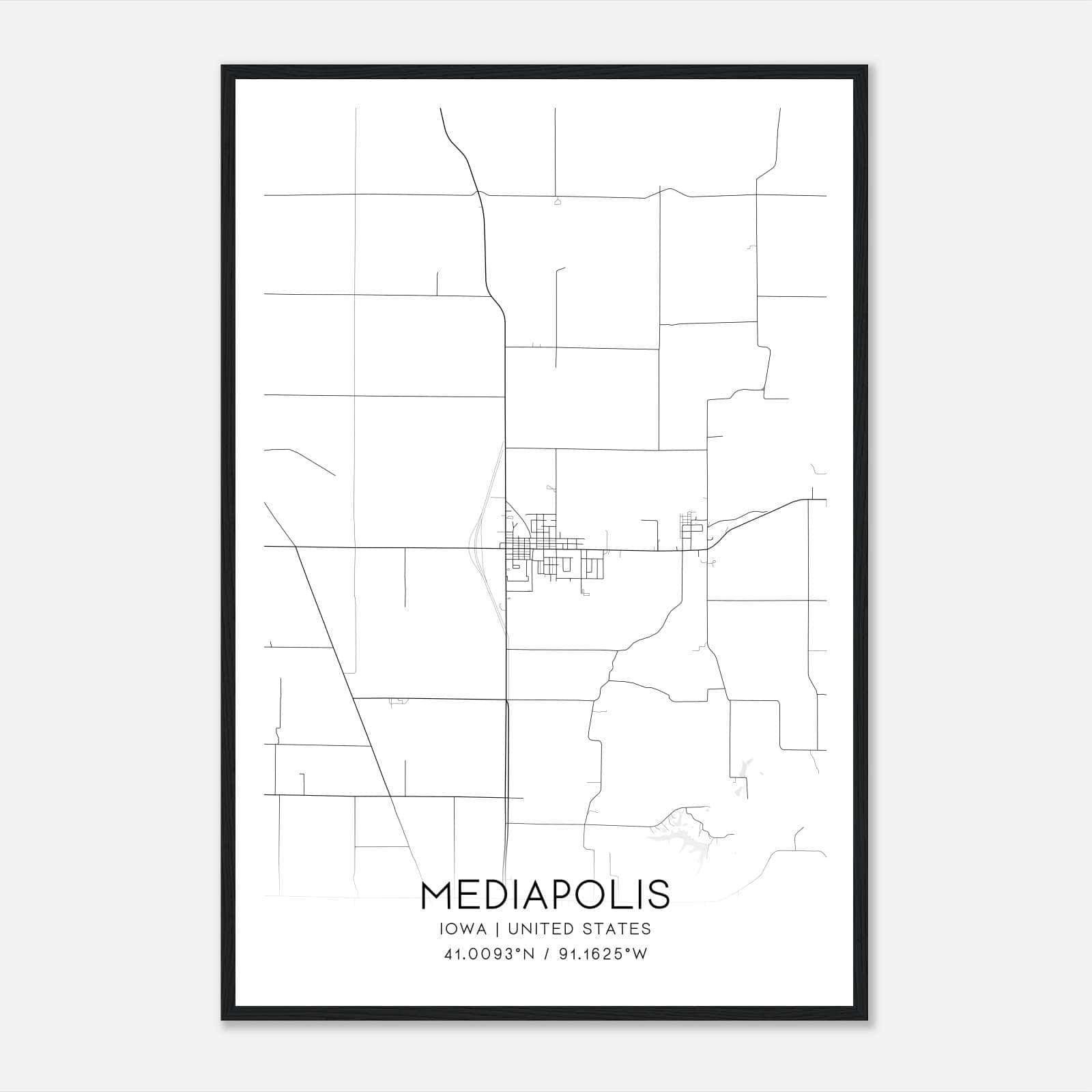 Mediapolis Iowa Map Poster, Modern Home Decor Wall Art Print Mediapolis Iowa Map Poster, Modern Home Decor Wall Art Print