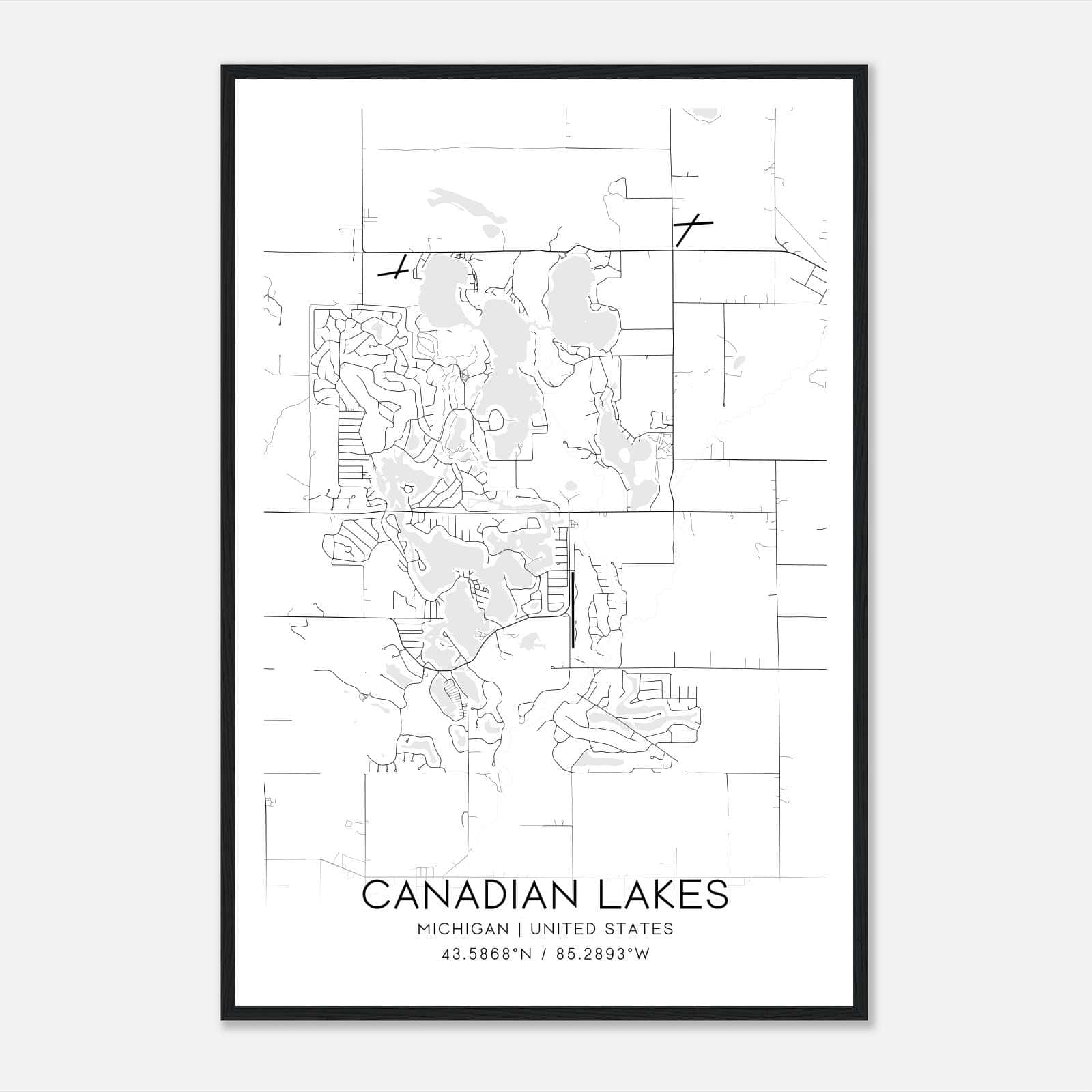 Canadian Lakes Michigan Map Poster, Modern Home Decor Wall Art Print Canadian Lakes Michigan Map Poster, Modern Home Decor Wall Art Print