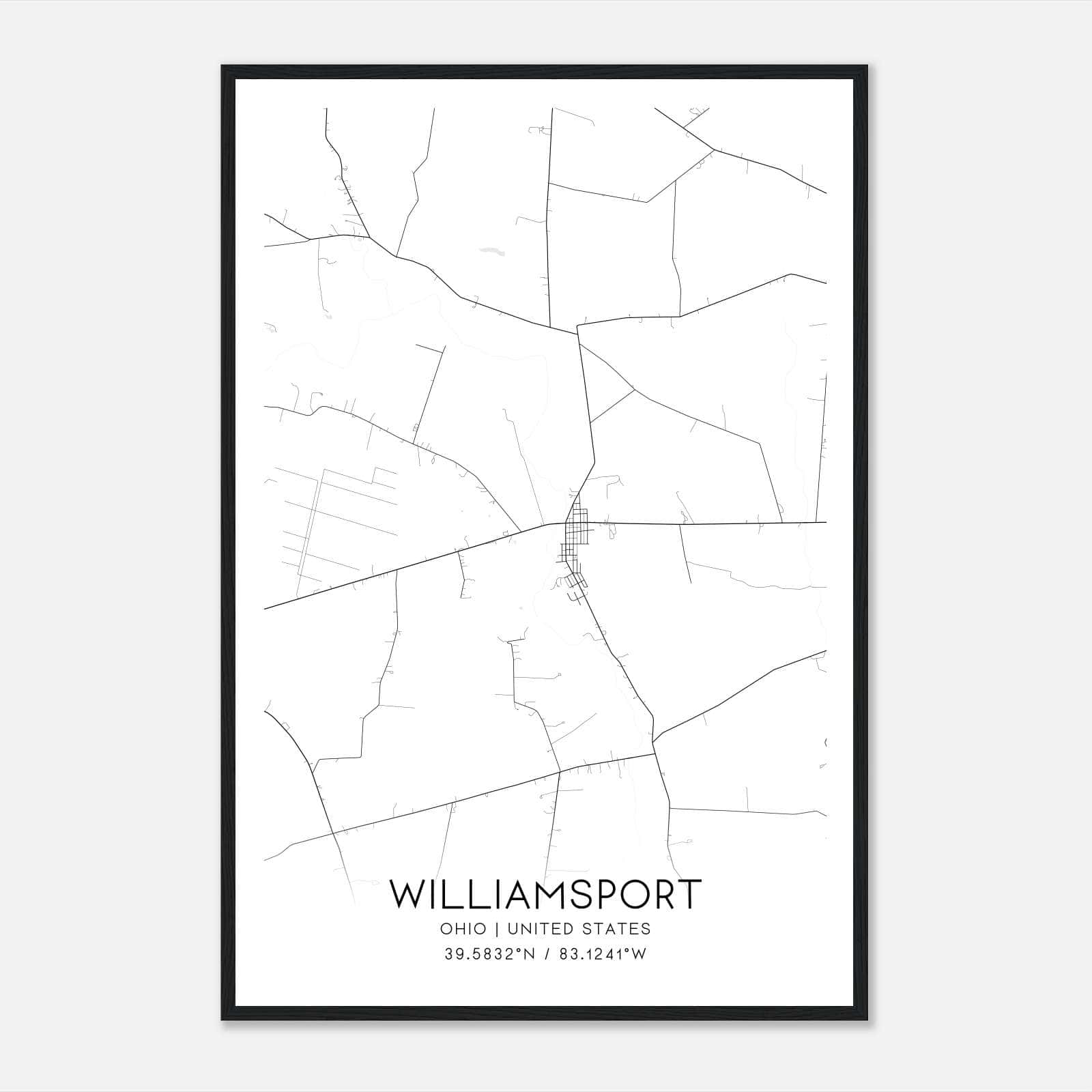 Williamsport Ohio Map Poster, Modern Home Decor Wall Art Print Williamsport Ohio Map Poster, Modern Home Decor Wall Art Print