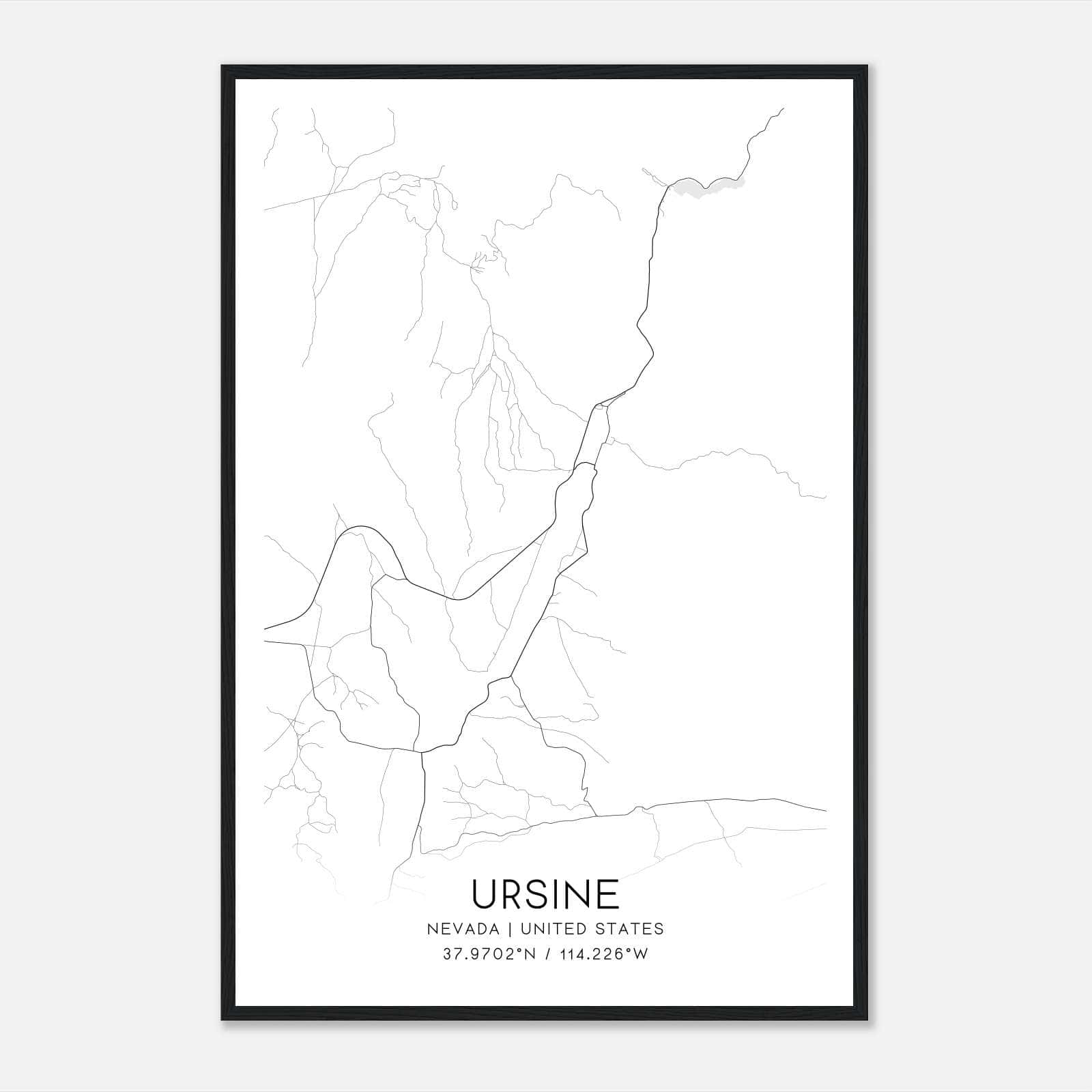 Ursine Nevada Map Poster, Modern Home Decor Wall Art Print Ursine Nevada Map Poster, Modern Home Decor Wall Art Print