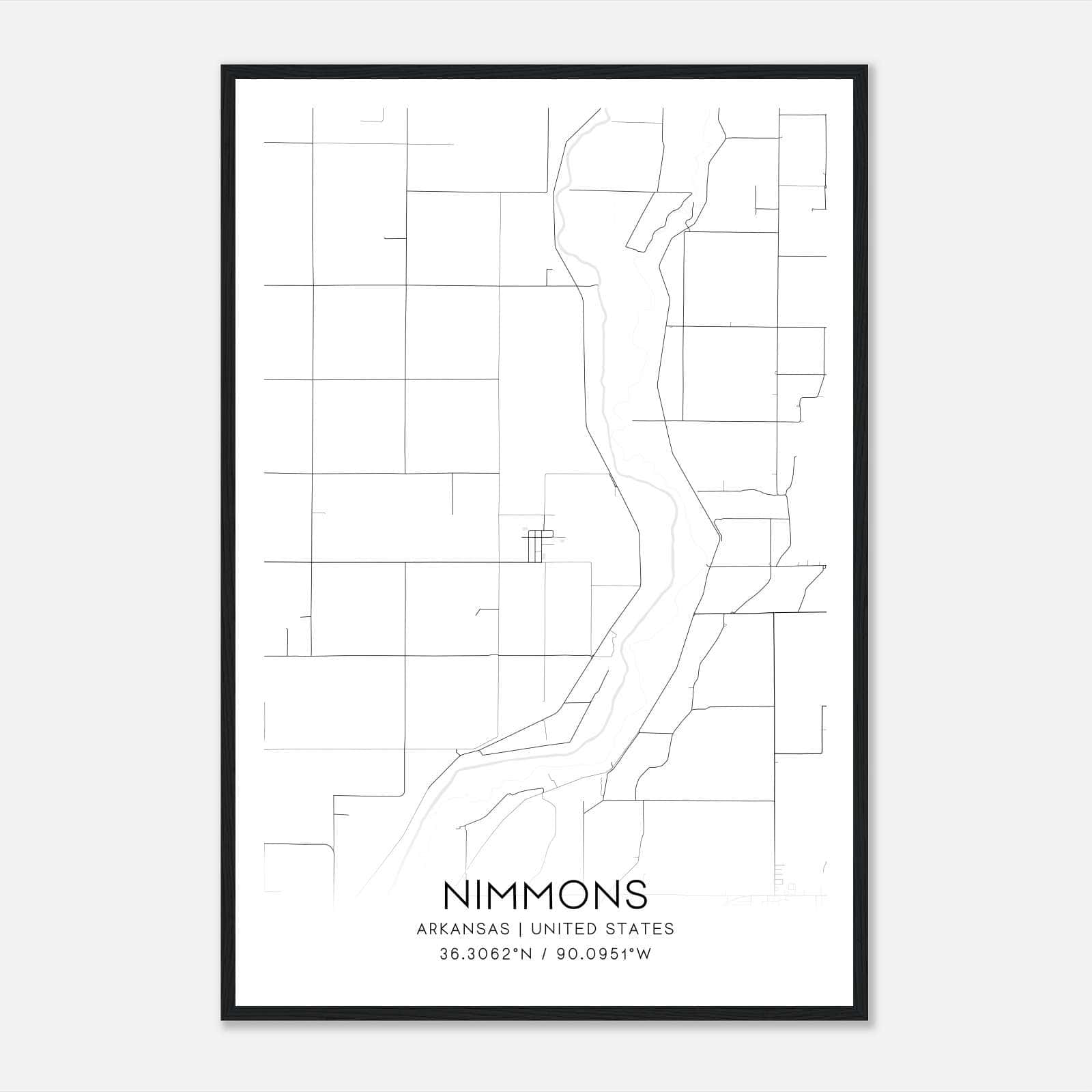 Nimmons Arkansas Map Poster, Modern Home Decor Wall Art Print Nimmons Arkansas Map Poster, Modern Home Decor Wall Art Print