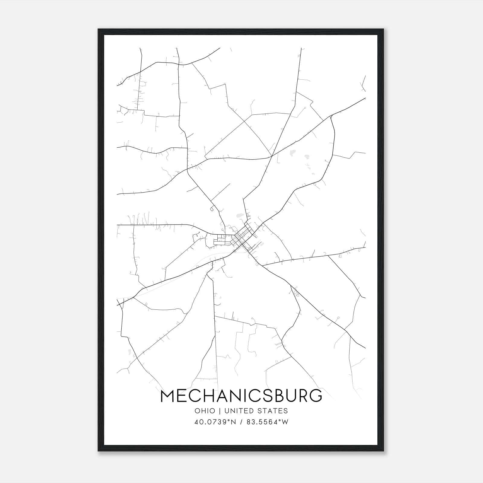 Mechanicsburg Ohio Map Poster, Modern Home Decor Wall Art Print Mechanicsburg Ohio Map Poster, Modern Home Decor Wall Art Print