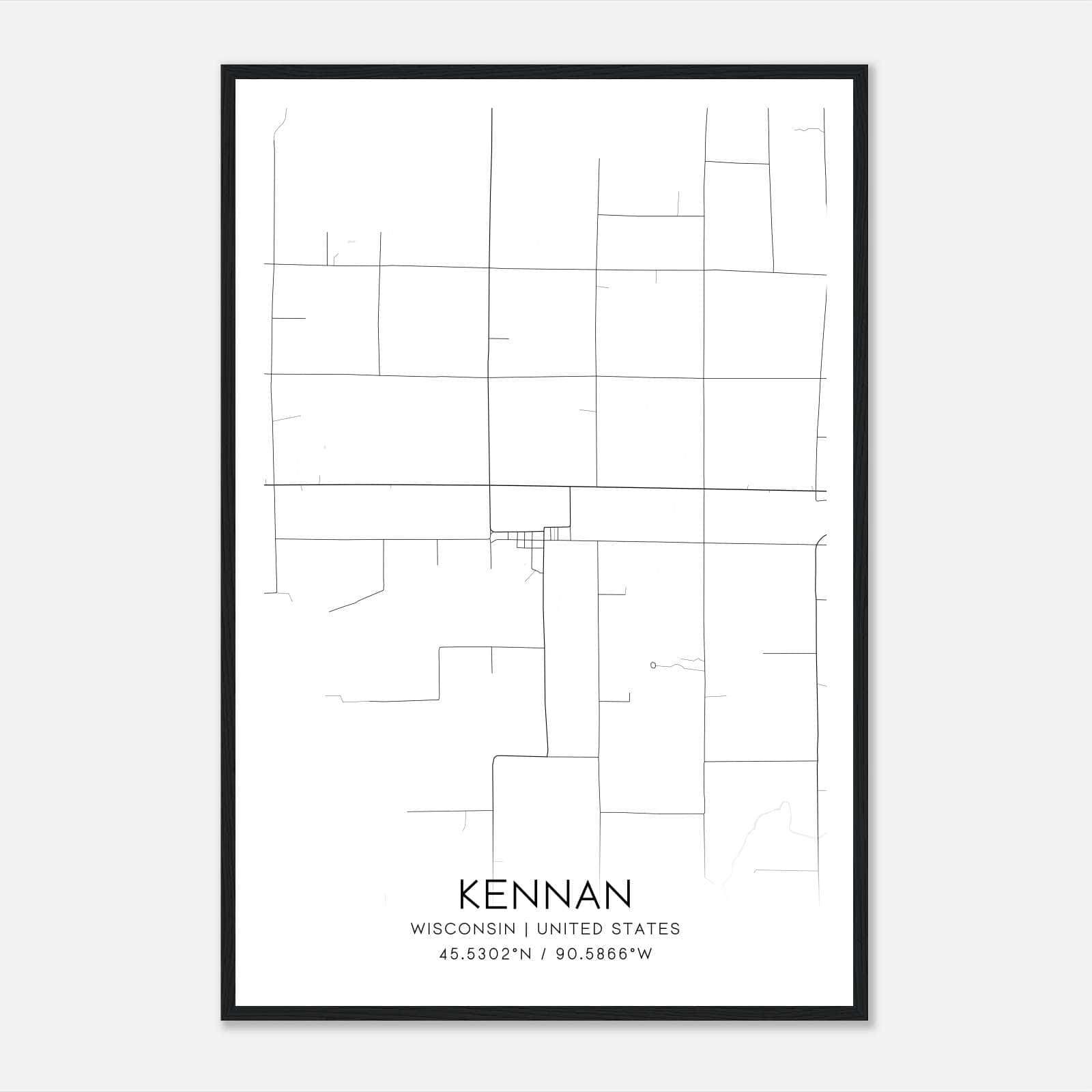 Kennan Wisconsin Map Poster, Modern Home Decor Wall Art Print Kennan Wisconsin Map Poster, Modern Home Decor Wall Art Print