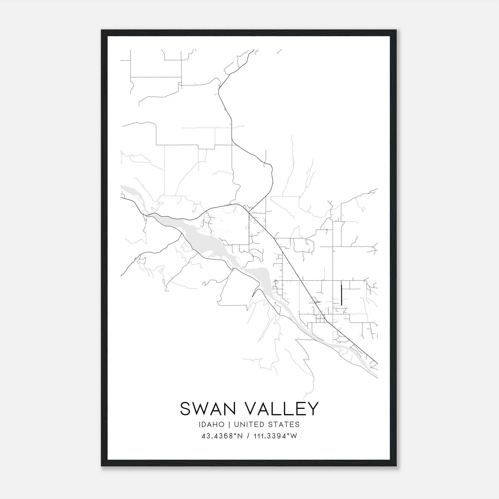 Swan Valley Idaho Map Poster, Modern Home Decor Wall Art Print Swan Valley Idaho Map Poster, Modern Home Decor Wall Art Print