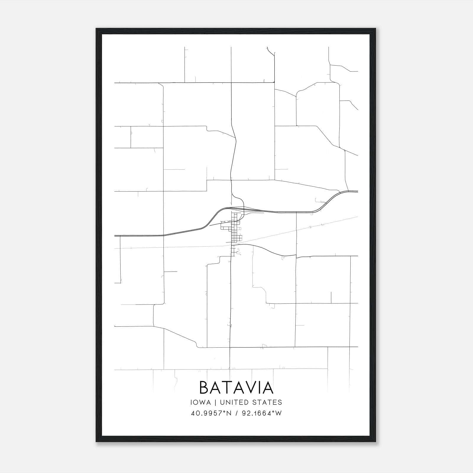 Batavia Iowa Map Poster, Modern Home Decor Wall Art Print Batavia Iowa Map Poster, Modern Home Decor Wall Art Print