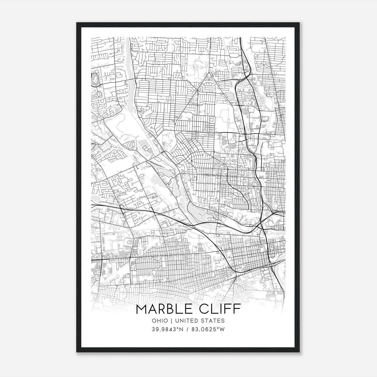 Marble Cliff Ohio Map Poster, Modern Home Decor Wall Art Print Marble Cliff Ohio Map Poster, Modern Home Decor Wall Art Print