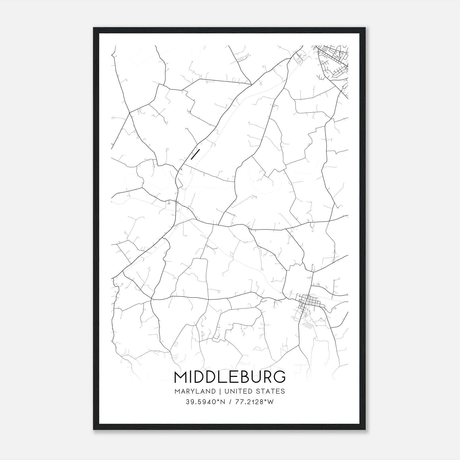 Middleburg Maryland Map Poster, Modern Home Decor Wall Art Print Middleburg Maryland Map Poster, Modern Home Decor Wall Art Print