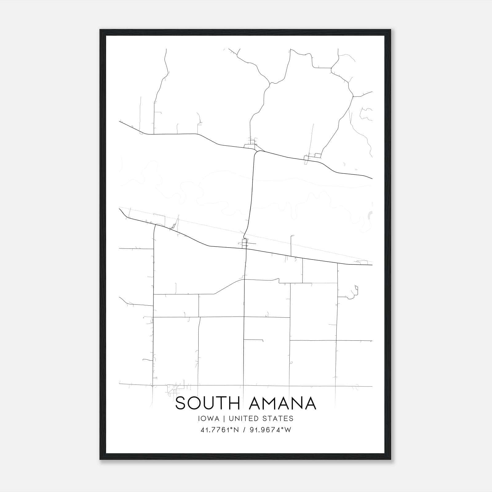 South Amana Iowa Map Poster, Modern Home Decor Wall Art Print South Amana Iowa Map Poster, Modern Home Decor Wall Art Print