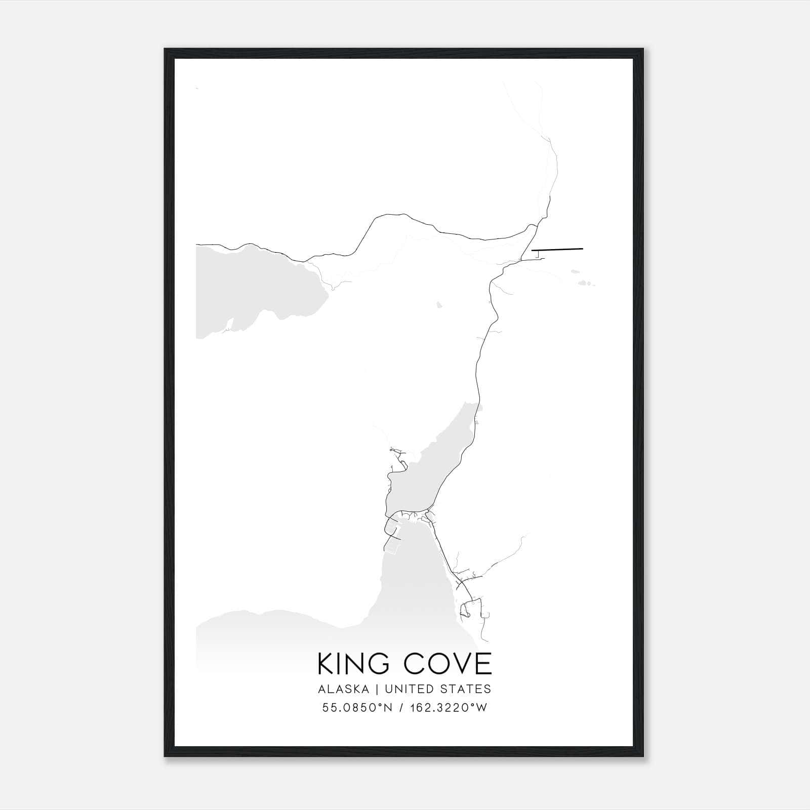 King Cove Alaska Map Poster, Modern Home Decor Wall Art Print King Cove Alaska Map Poster, Modern Home Decor Wall Art Print