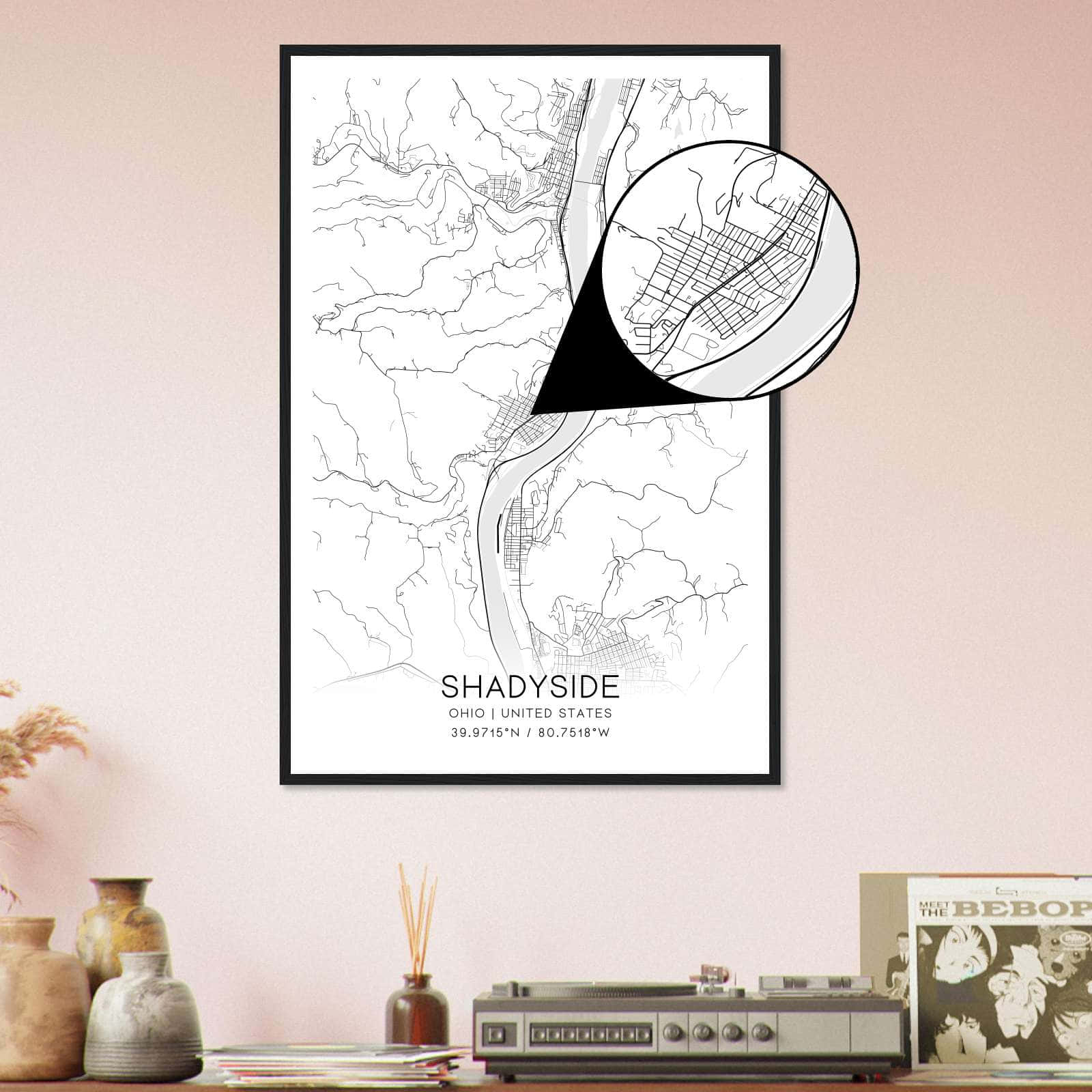 Deerfield Kansas Map Poster, Modern Home Decor Wall Art Print (Copy)