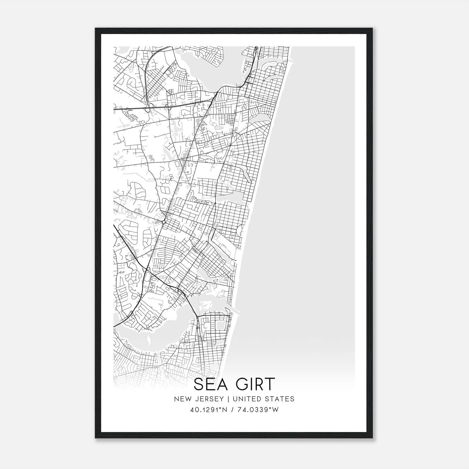 Sea Girt New Jersey Map Poster, Modern Home Decor Wall Art Print Sea Girt New Jersey Map Poster, Modern Home Decor Wall Art Print