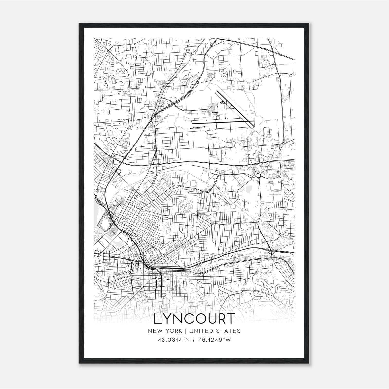 Lyncourt New York Map Poster, Modern Home Decor Wall Art Print Lyncourt New York Map Poster, Modern Home Decor Wall Art Print