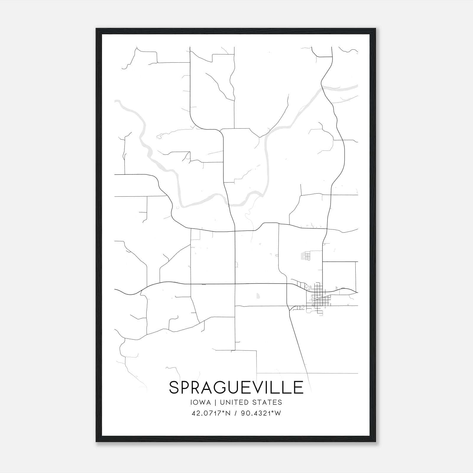 Spragueville Iowa Map Poster, Modern Home Decor Wall Art Print Spragueville Iowa Map Poster, Modern Home Decor Wall Art Print