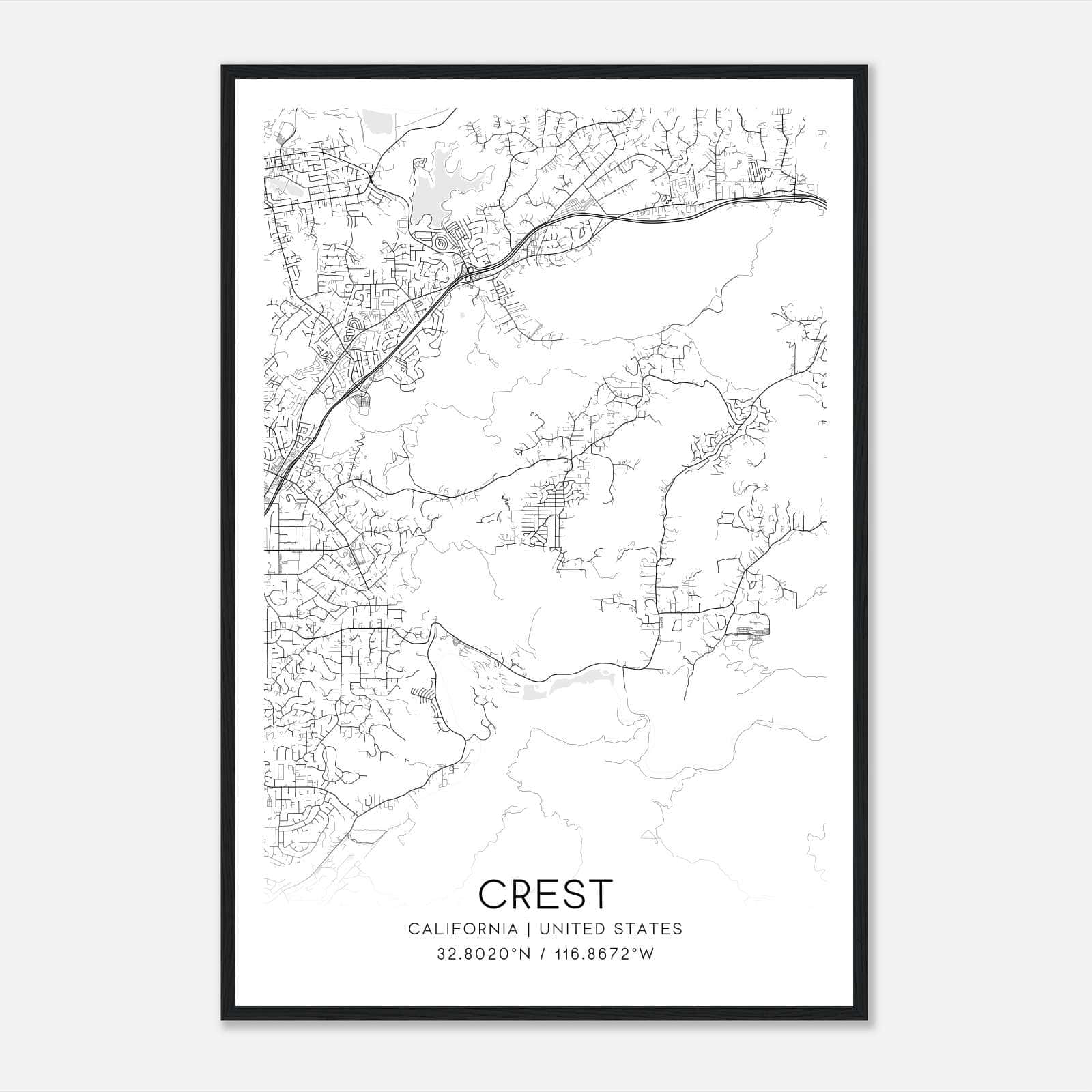 Crest California Map Poster, Modern Home Decor Wall Art Print Crest California Map Poster, Modern Home Decor Wall Art Print