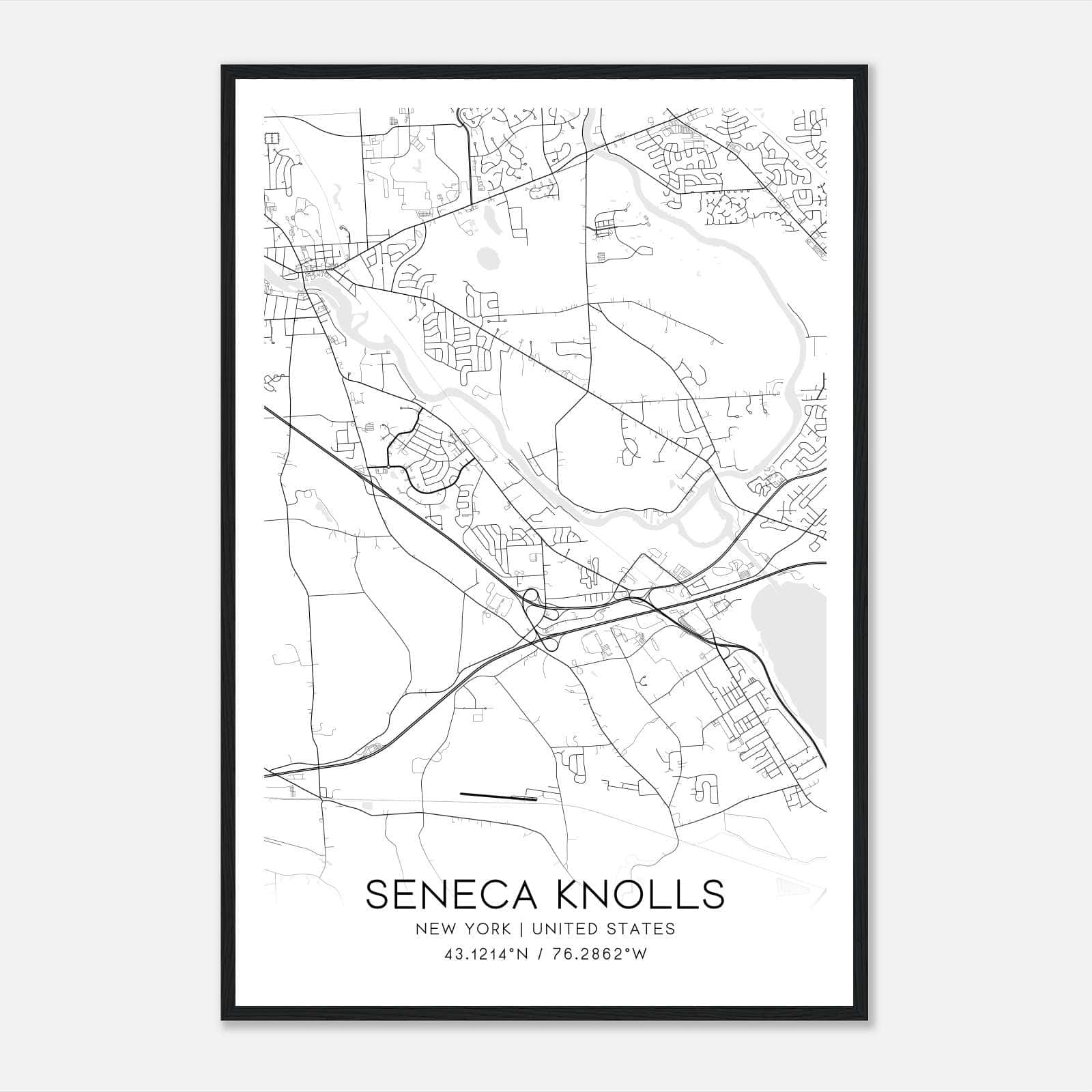 Seneca Knolls New York Map Poster, Modern Home Decor Wall Art Print Seneca Knolls New York Map Poster, Modern Home Decor Wall Art Print