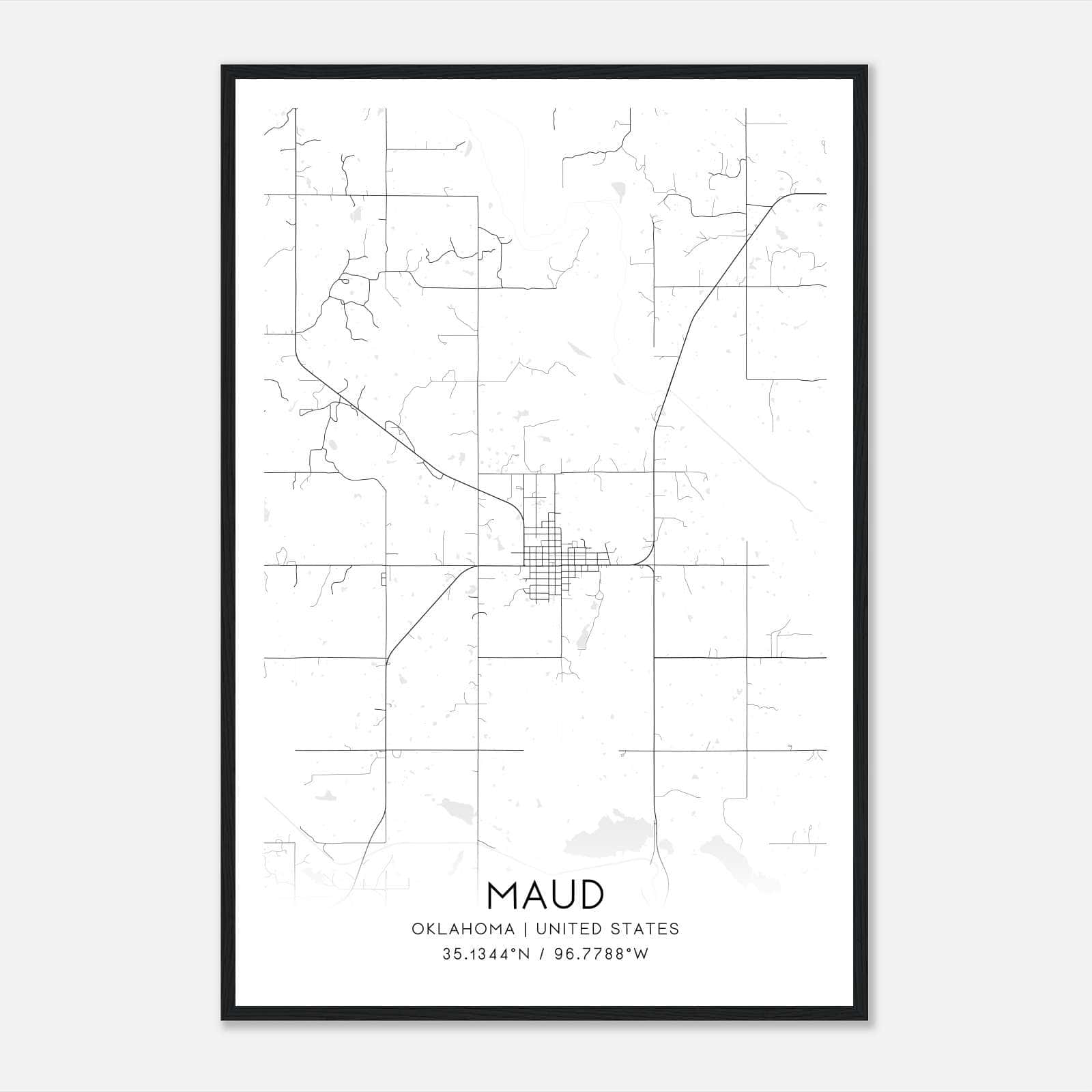 Maud Oklahoma Map Poster, Modern Home Decor Wall Art Print Maud Oklahoma Map Poster, Modern Home Decor Wall Art Print