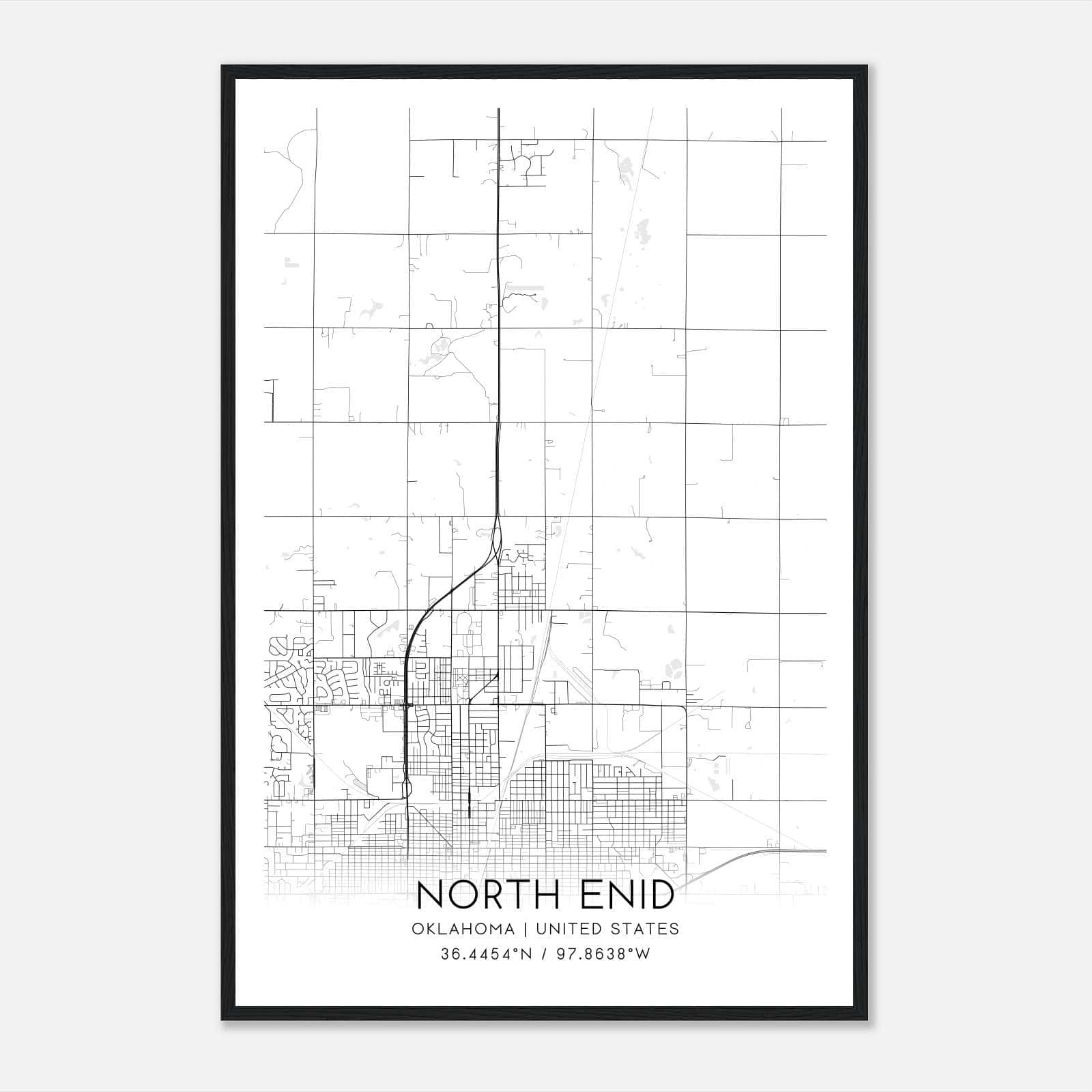 North Enid Oklahoma Map Poster, Modern Home Decor Wall Art Print North Enid Oklahoma Map Poster, Modern Home Decor Wall Art Print